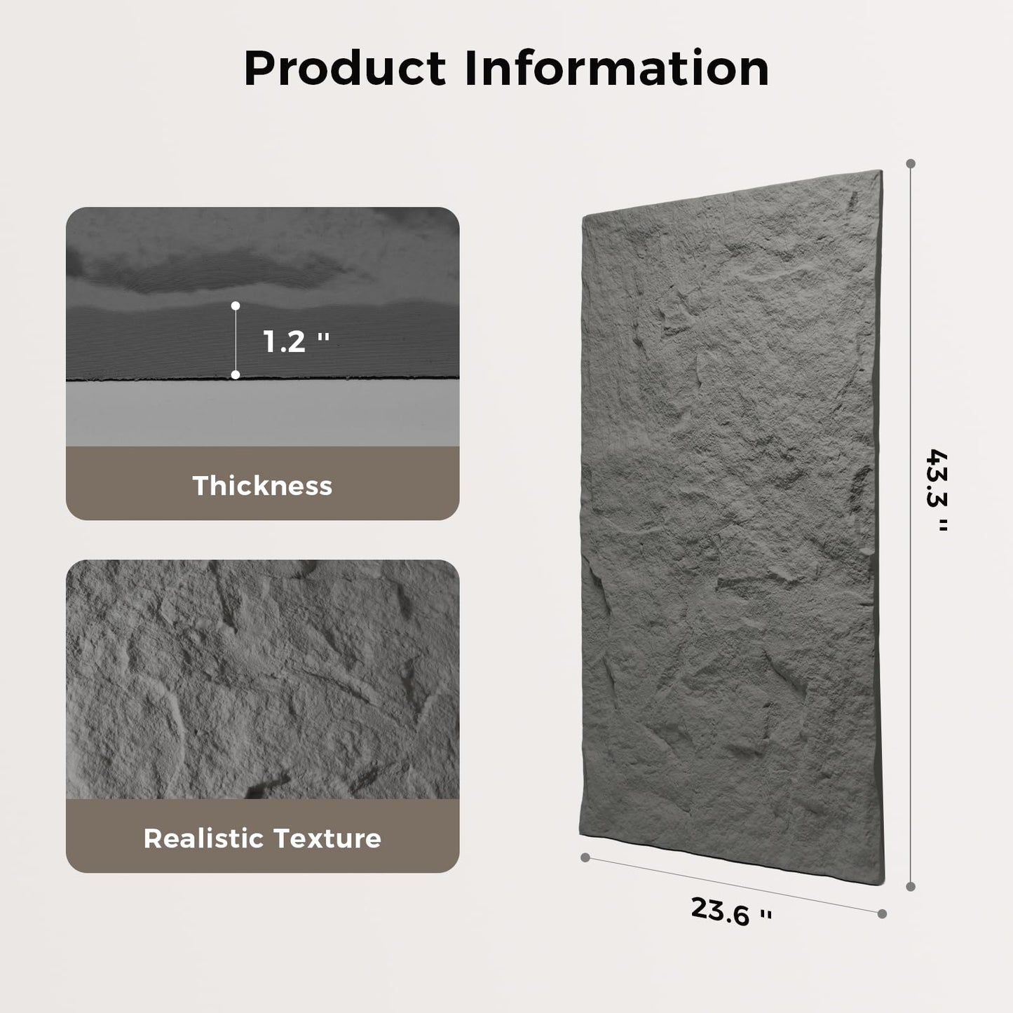 VESLARA 4 PCS Faux Stone Wall Panel 43.3’’ x 23.6’’ PU Wainscoting Panel with Lava Stone Design 3D Wall Panel for Interior Wall Decor Bedroom Living Room Office Cement