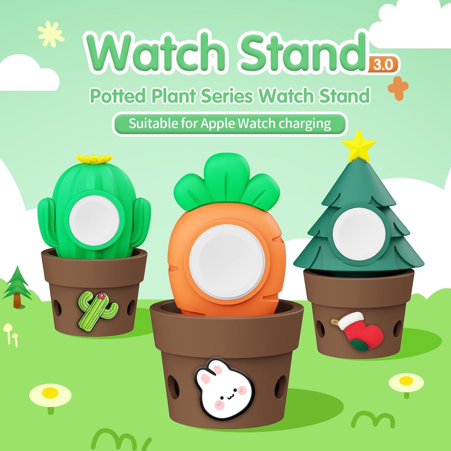 BRIMFORD Ultra/9/8/7/6/SE/5/4/3/2/1(45mm-38mm), Ultra/7/6/5, Cactus Charger Stand Compatible with Apple Watch Series