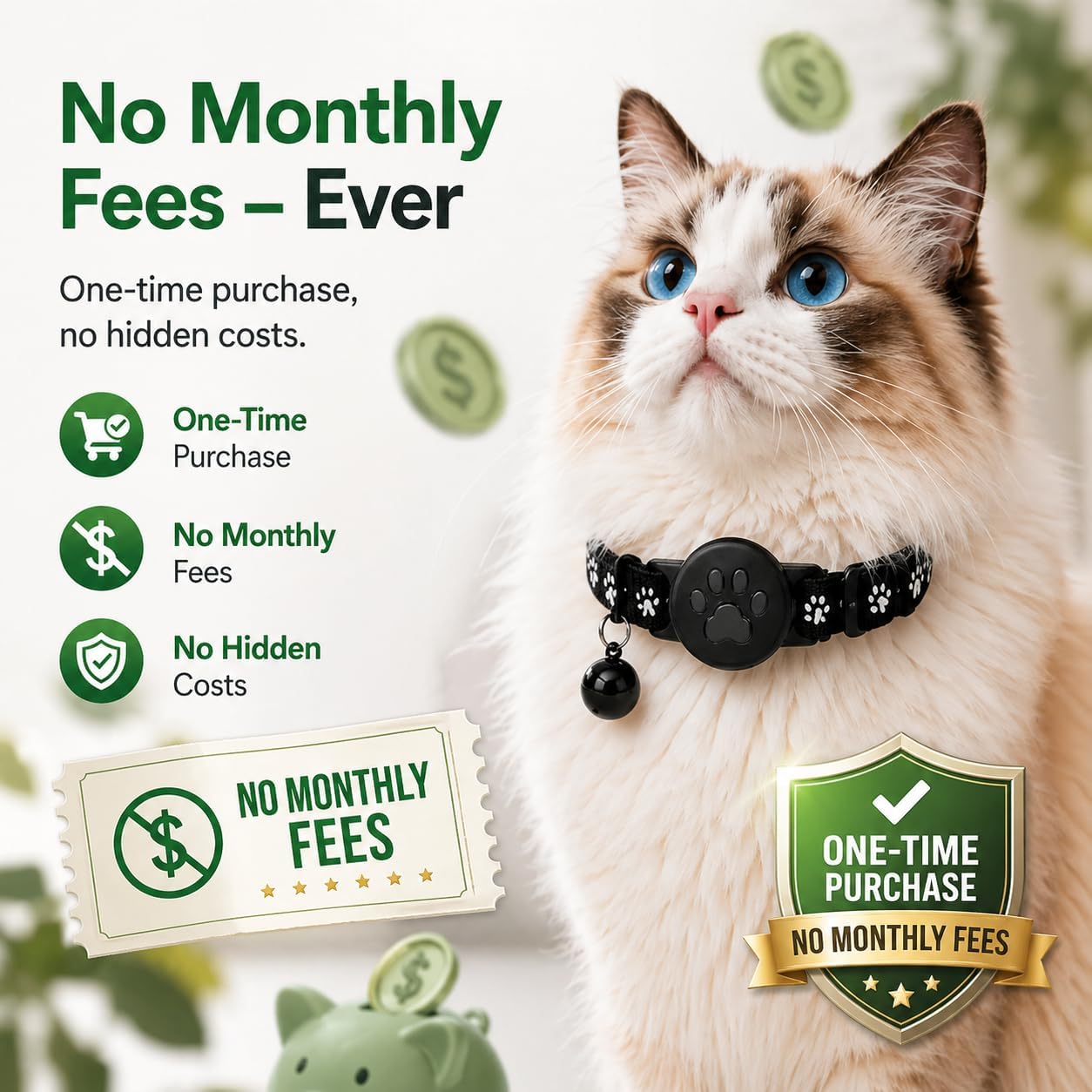 JNLIK Pet Tracker,GPS Collar for Cats (Android Only) Smart tag,Waterproof Compatible with Google Find My,No Monthly
