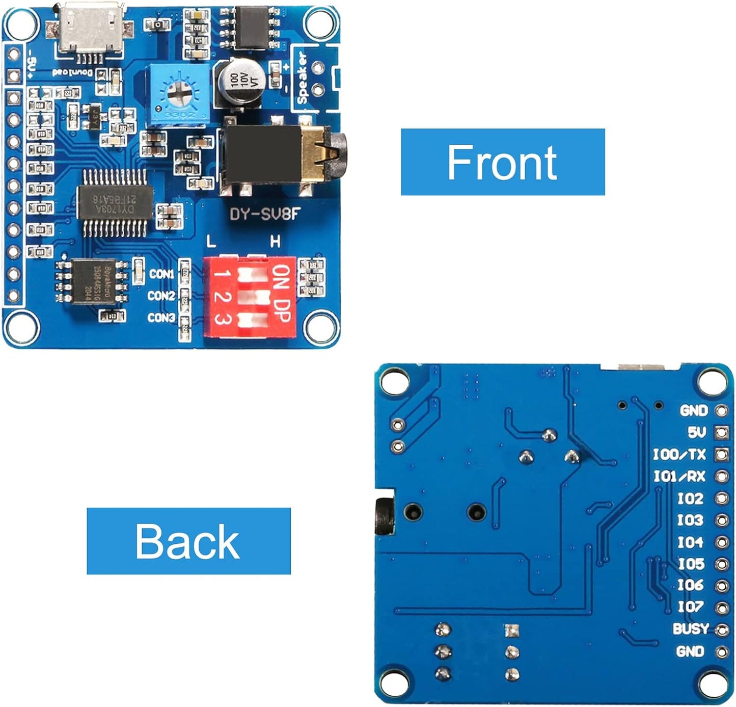 AITIAO 2Pcs MP3 5W 64MBit Voice Playback Module Board Player Music Voice Board, Flash Serial Control SD/TF Card