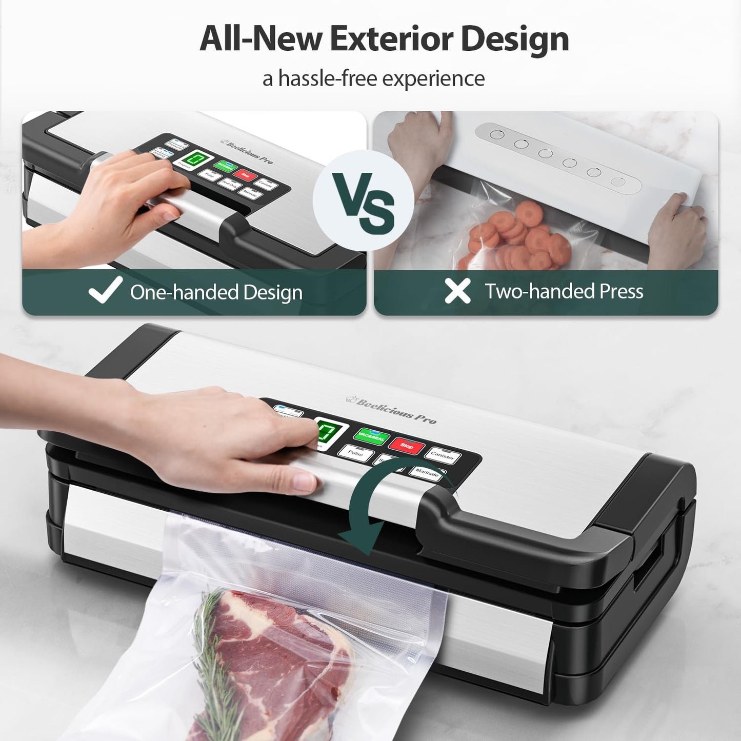 95kPa Vacuum Sealer Machine with AquaLock Technology, for Moist Seals, 2X Seal & 130W, Fully Automatic Food Sealer, Built-In Cutter