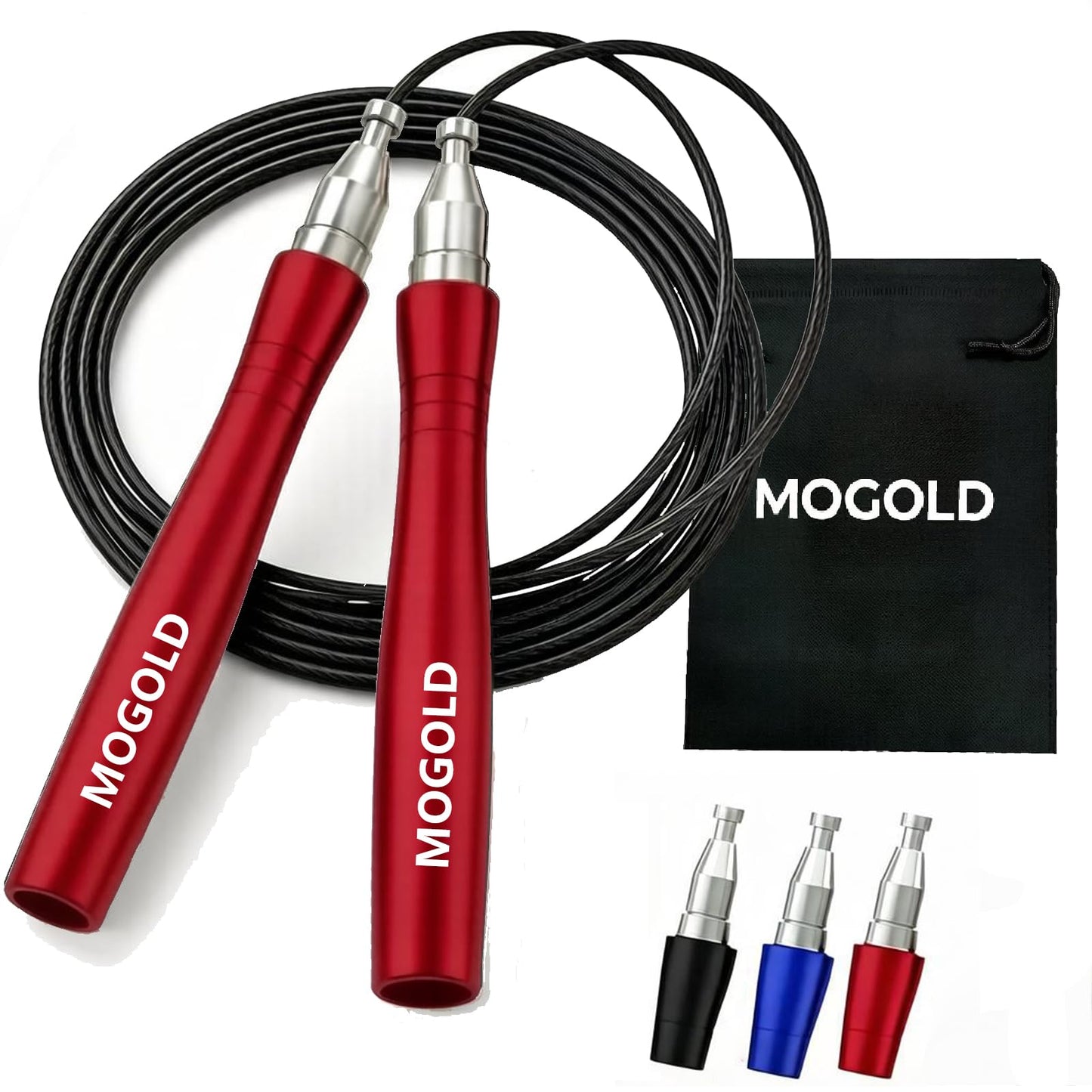 Mogold Speed Rope Jump Rope for Crossfit, Boxing | Lightweight Skipping Rope for Women and Men Workout With Premium Bearing Balls | Unbreakable Handles