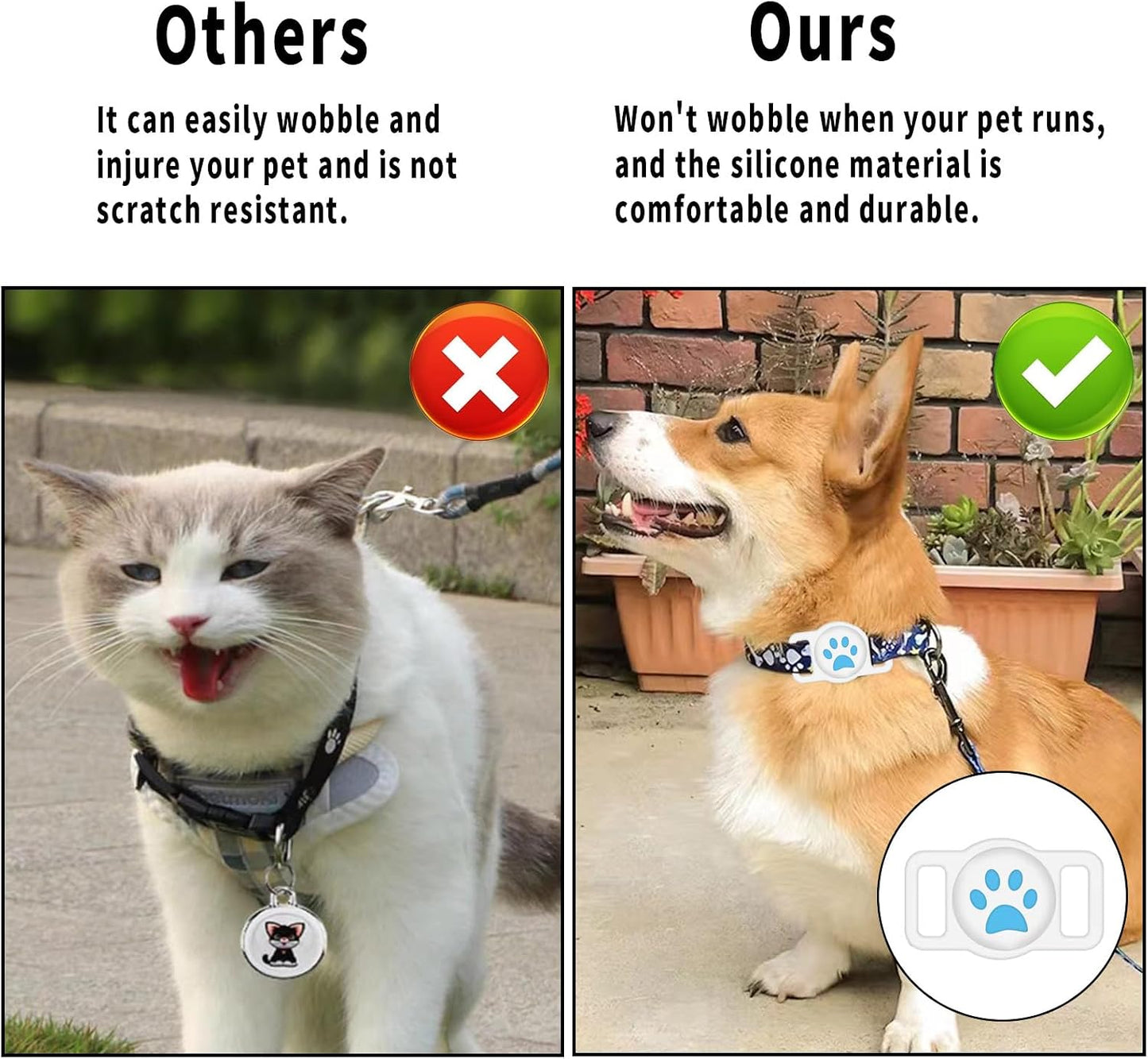 TiLanmiy 2 Pack Silicone Dog Collar Holder, Waterproof Protective Case for GPS Tracker, Anti-Lost Tracking Accessories