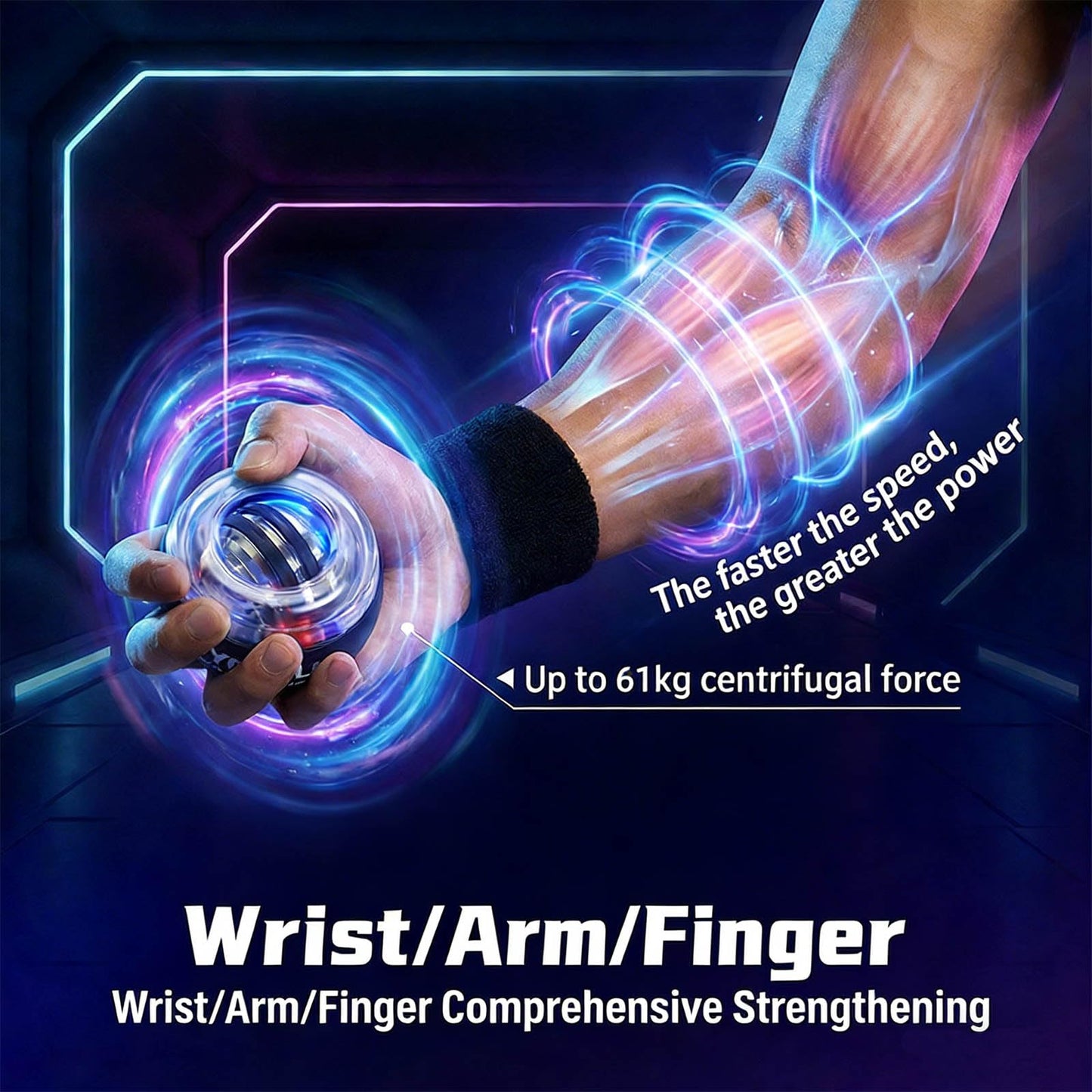 2026 New Auto-Start Power Gyro Ball, Torque Ball for Stronger Wrist Muscle, Wrist Ball with LED Light (with Ball Bag)