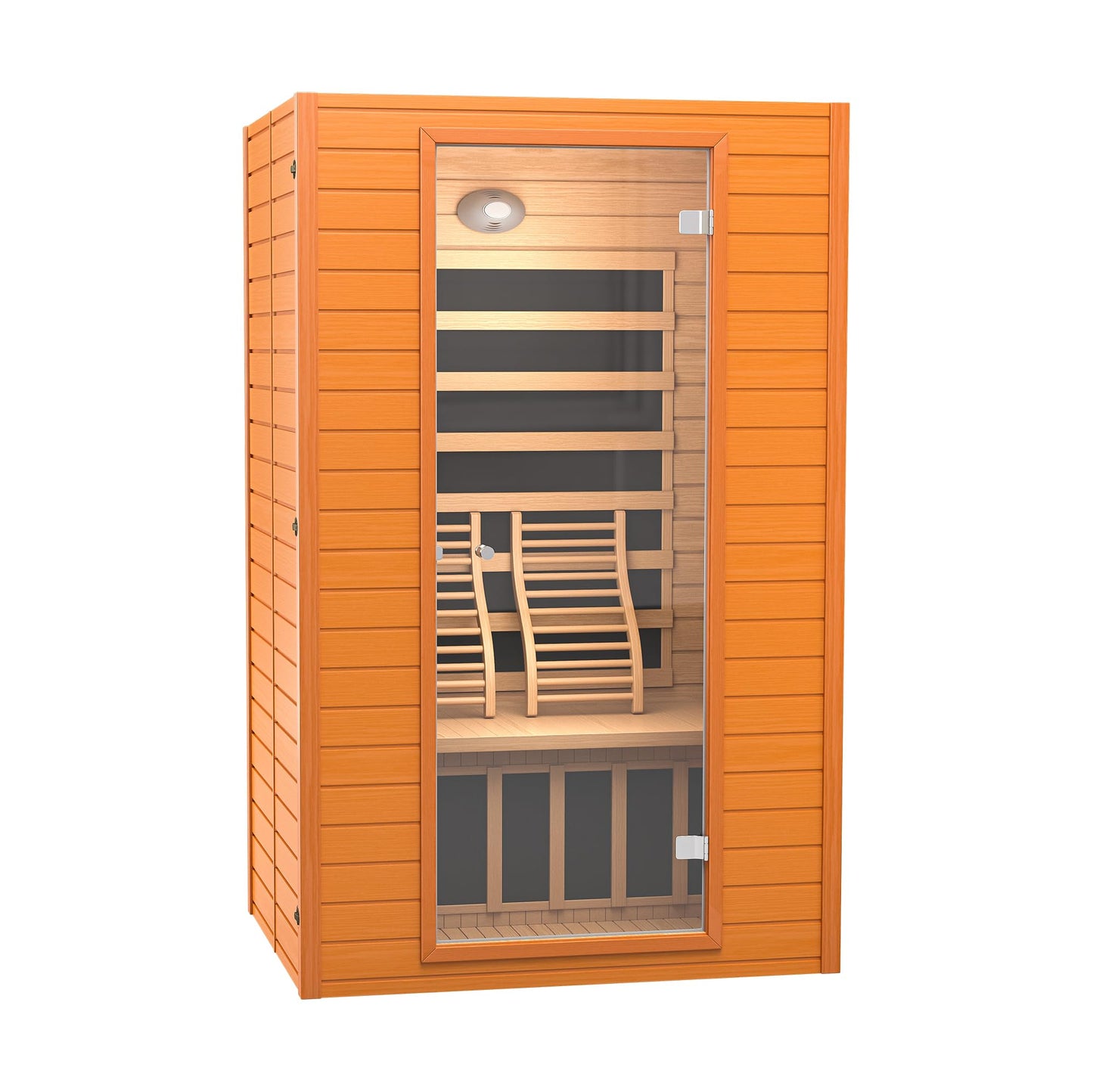 Real Relax Infrared Sauna, 2 Person Low EMF FAR Infrared Saunas for Home, Indoor Personal Canadian Hemlock Wood Sauna with 9 Chromo Therapy Lights, Bluetooth Speakers for Home & Gym Spa