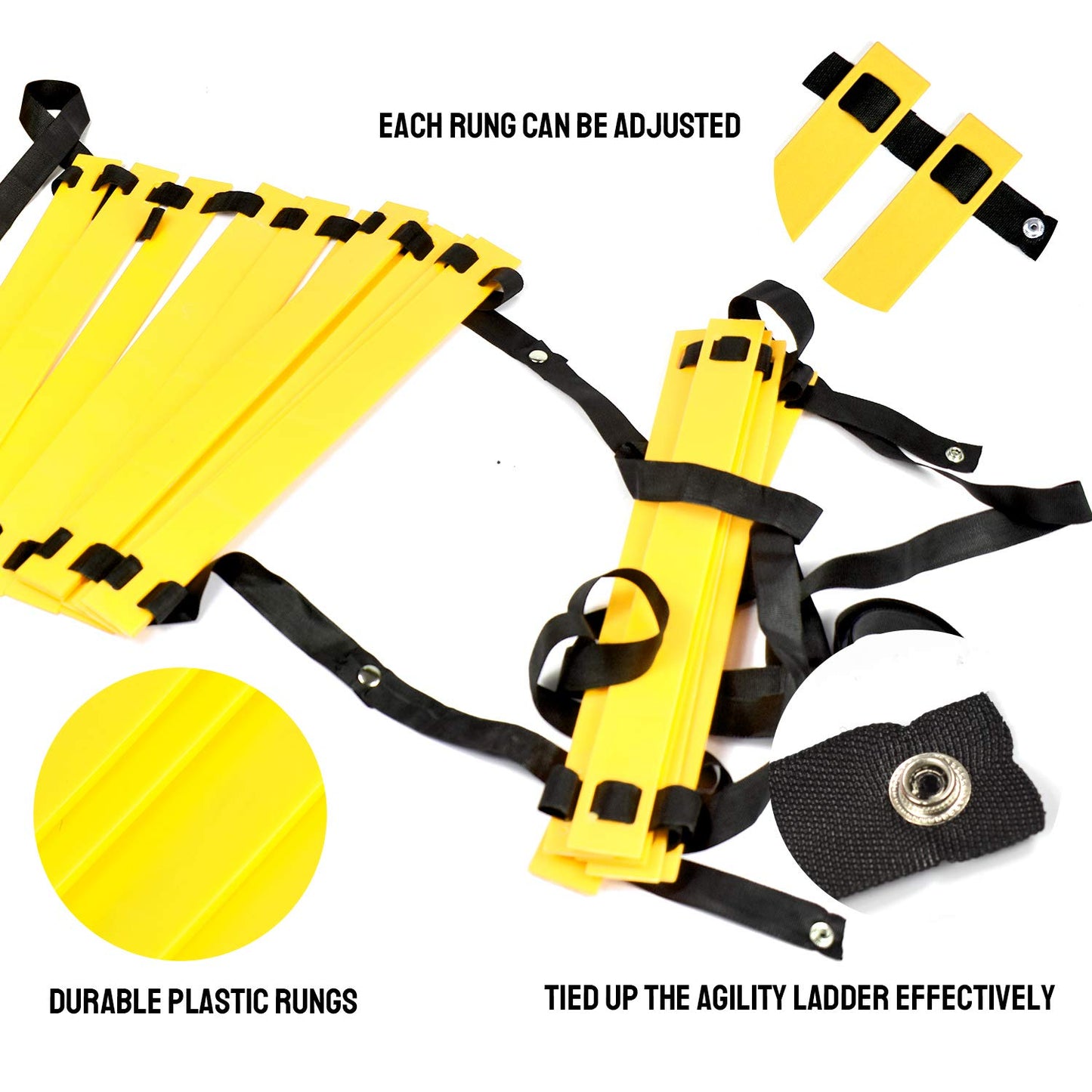 TNZMART Agility Ladder Speed Ladder 6Rung10FT 12Rung20FT Training Equipment for Football Soccer Basketball with Carrying Bag (10FT, Yellow)