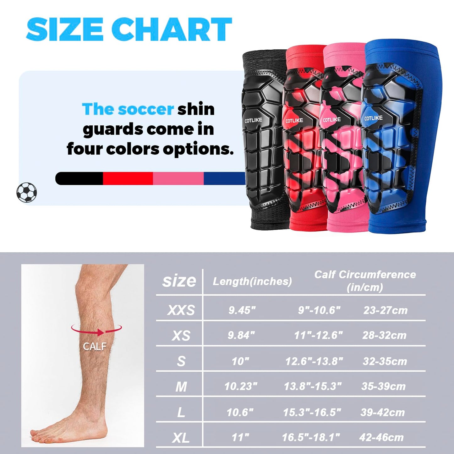 Soccer Shin Guards Kids Youth, Shin Guard Sleeves for Boys Girls Adults Men Women, Protective Soccer Equipment for 2-18 Years Old Boys Girls, High Impact Resistant Breathable Comfortable - XS