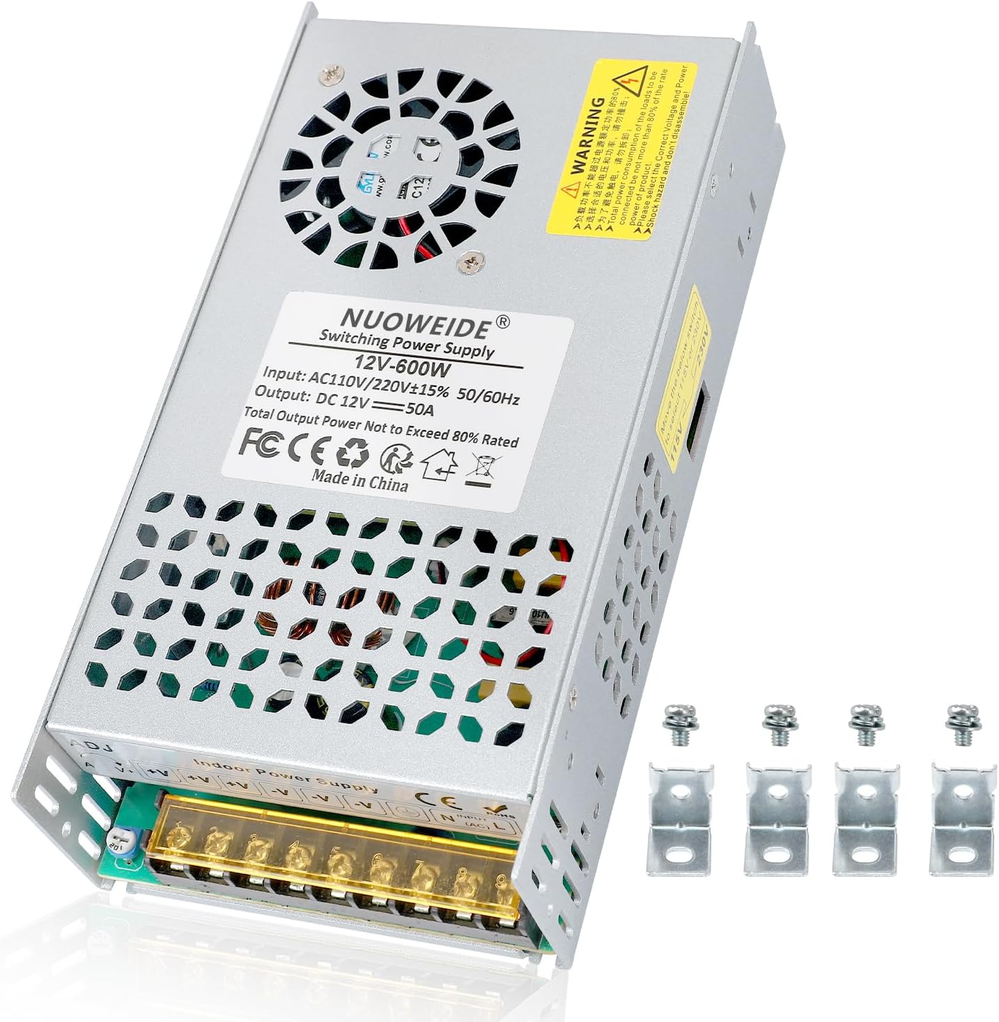 12V 50A 600W 110V 12v 50A 600W 3D Power Supply Transformer, AC to DC Converter Adapter SMPS, DC Power Supply for LED