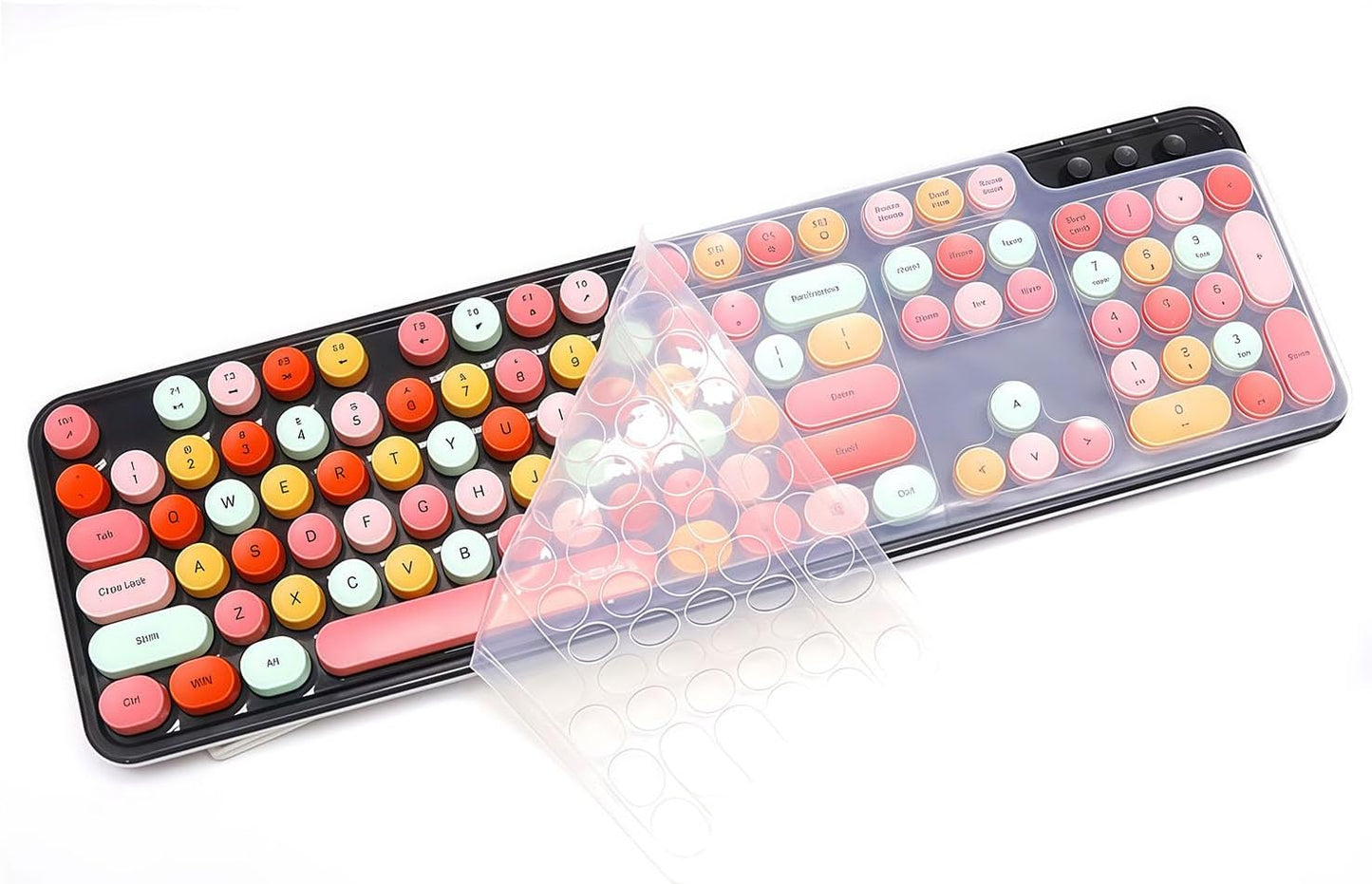 UHamn Silicone Keyboard Cover Skin Compatible for MOFII Full-Size Wireless Round Keycaps Keyboard with Number Pad