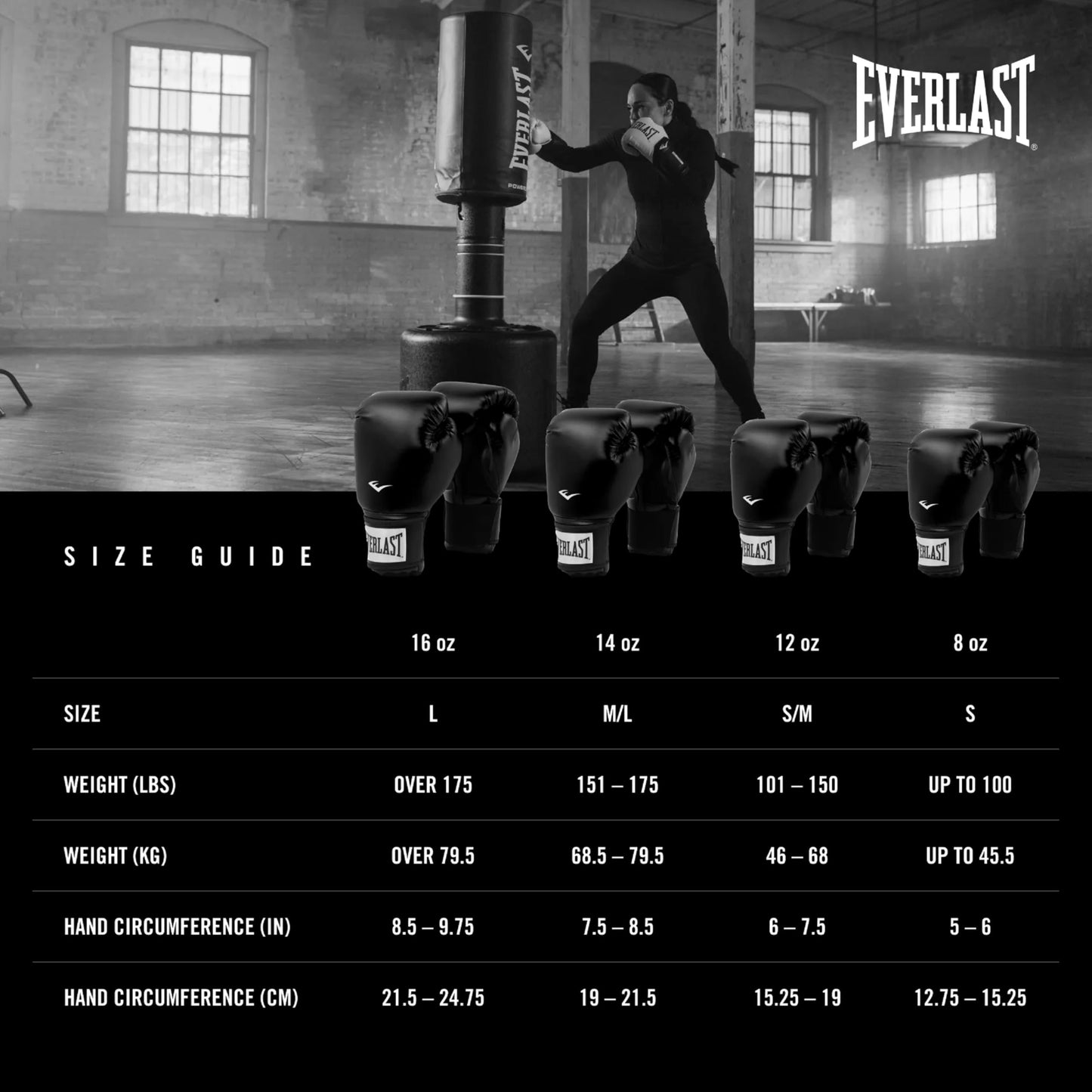 Everlast ProStyle 2 Boxing Gloves | Classic Fight Training Gloves for Men and Women | Secure Fit Hook and Loop with Wrist Support | Heavy Bag & Fitness Training (14 oz | Black)