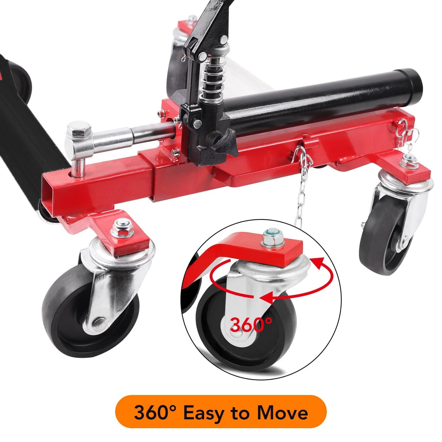 GarveeTech 2 Pcs Car Wheel Dolly with Hydraulic Tire Jack, 1500 LBS Capacity Trailer Dolly for Vehicle Positioning for Truck RV Trailer, Red