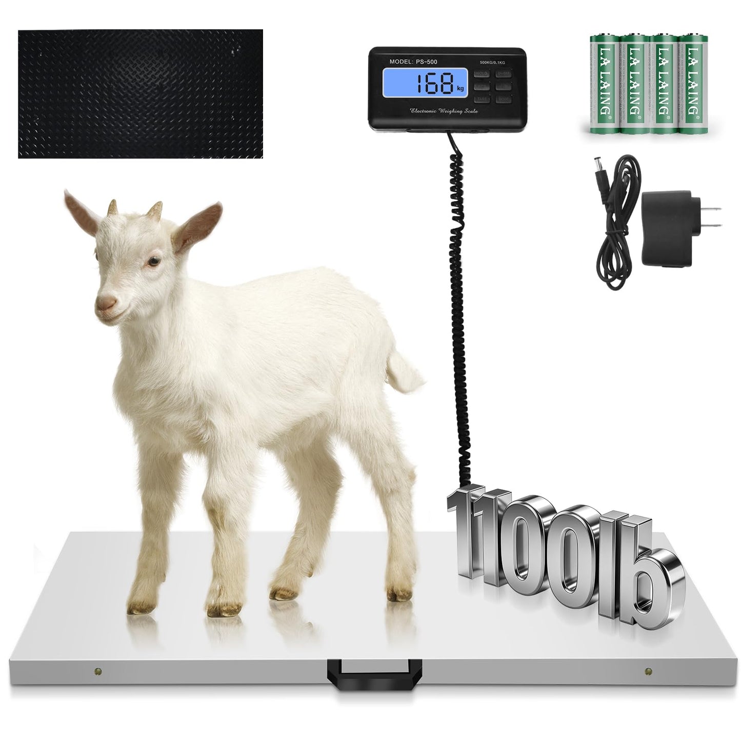 Large Dog Scales for Large Breed, 1100lb x 0.2lb Pet Scale for Large Dog, Livestock Scale, Animal Scale, Stainless Steel Platform, Large Scale for Dogs Sheep Goat Pig Shipping Scale