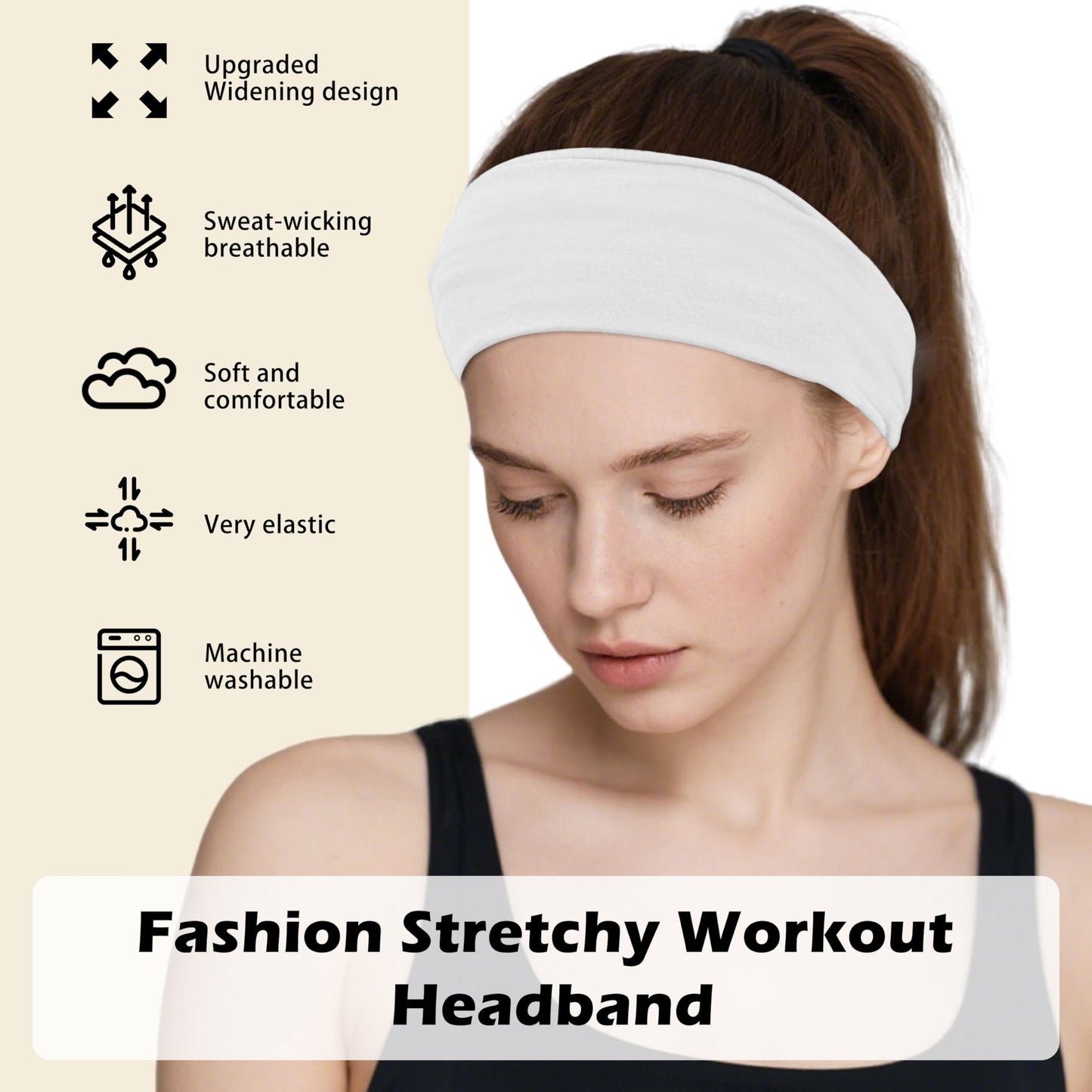 Headbands for Women, 12PCS Wide Stretchy Sports Hair Bands, Elastic Soft Fashion Head Bands, Non-Slip Running Sweatbands for Fashion, Washing Face, Workouts, Yoga, Daily Use