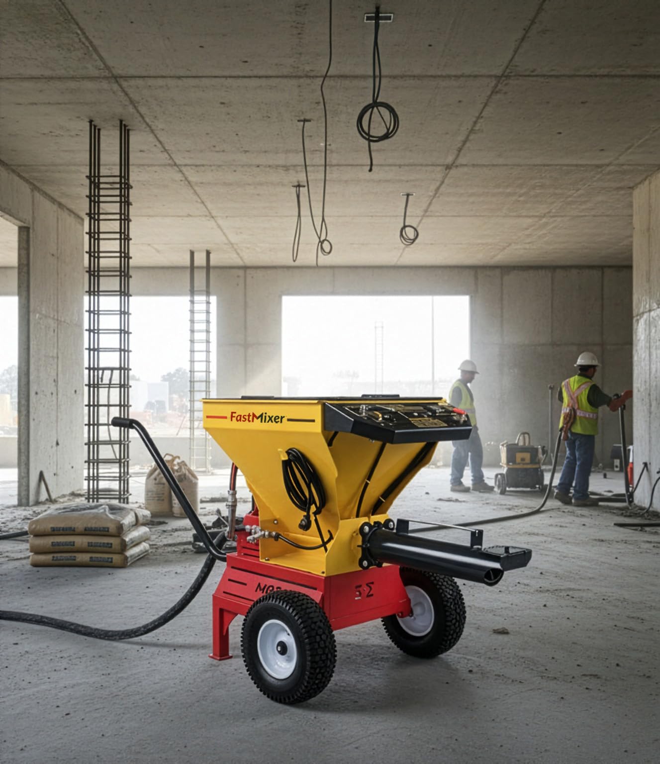 FastMixer Professional Continuous Mixer, 3900 lbs/hr Capacity, Electric 110V, for Concrete, Mortar and Stucco