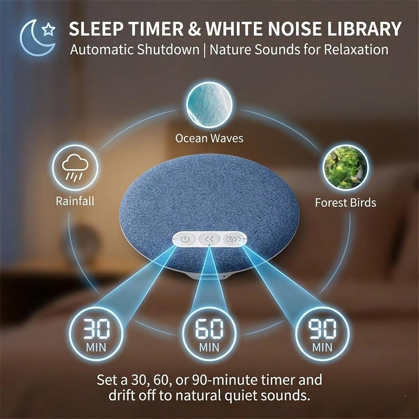 MENLINDIN 6.0 48h (2) Pillow Speakers for Sleeping, Ultra-Thin Bluetooth Pillow Speaker with Bluetooth - Bone