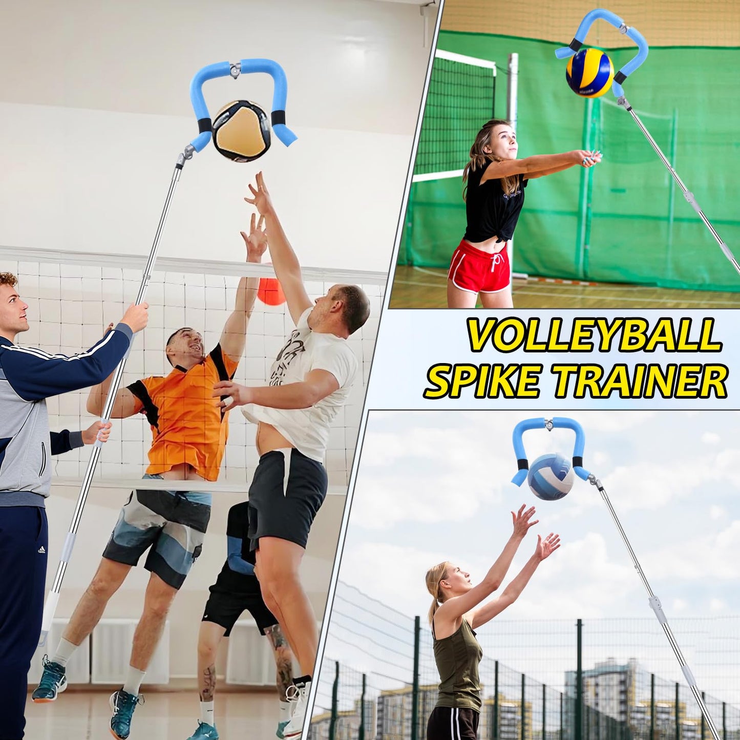 Cagaloi Volleyball Training System, Retractable Height 63-78 Inch, Spike Trainer with Hook - Lightweight for Serving, Spiking & Jump Practice, Real Ball Feel for All Skill Levels - （No Ball Included）