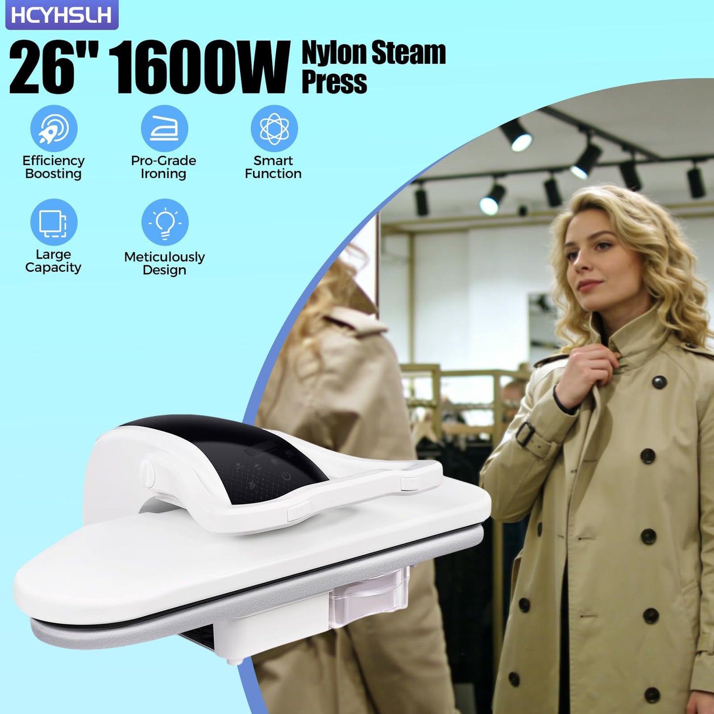 8810D Intelligent Steam Press Steamers, 1600W Professional Steamer, 5 Mode 194-392 ℉ Temperature Touch Screen Tabletop ‎Built-in Dual-control Semiconductor Chip AI Voice Reminder Garment Steamers