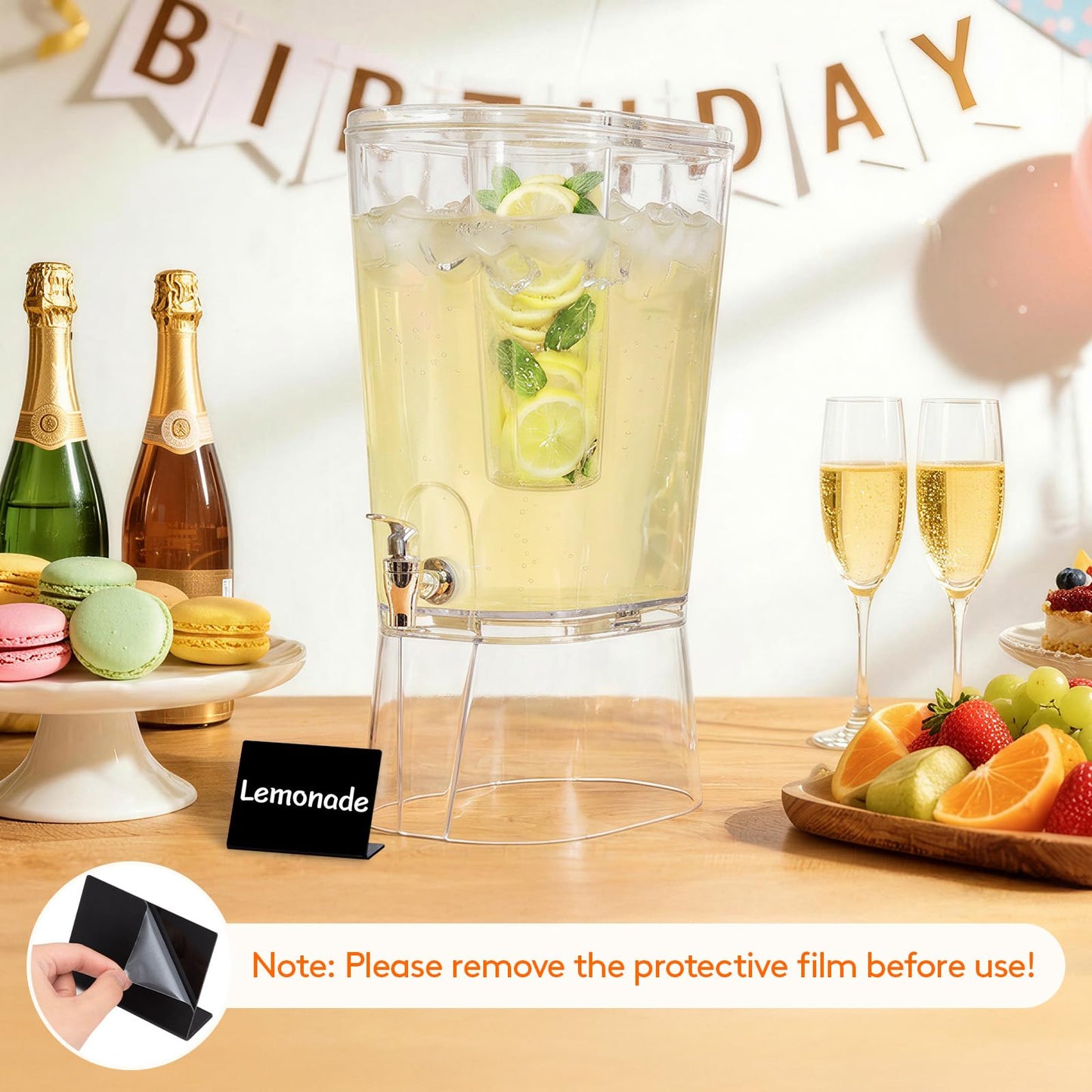 Lifewit 3 Gallon Drink Dispenser for Parties, Large Plastic Beverage Container for Juice/Tea/Soda with Stand & Ice Core, Clear Lemonade Dispenser with Spigot, BPA Free Water Pitcher for Hosting