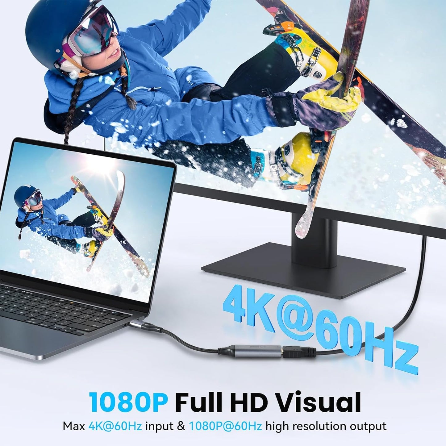 ELUTENG 4K 1080P Video Capture Card, HDMI to USB-A/USB-C Video Recording Card for Gaming, Video Streaming, Conference