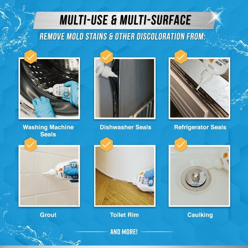 ACTIVE Mold Stain Remover Gel - Heavy Duty Cleaner for Washing Machine Seals & Grout - 7 Fl Oz