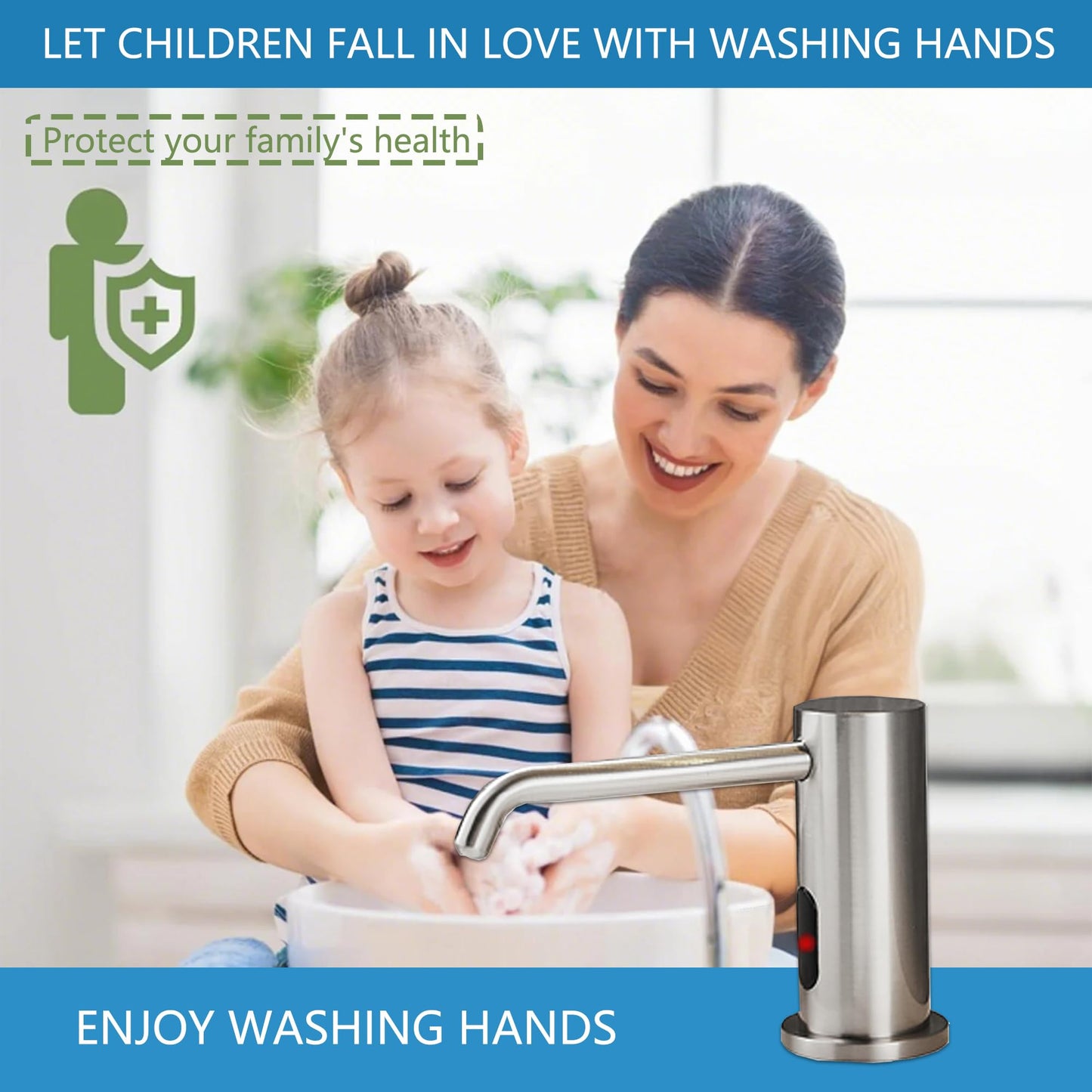 Automatic Soap Dispenser Touchless for Kitchen and Bathroom, Sink Built in Commercial Electric Soap Dispenser,Upgraded Infrared Sensors Brass Material, with Bottle and Pump 33.81oz/1000ml