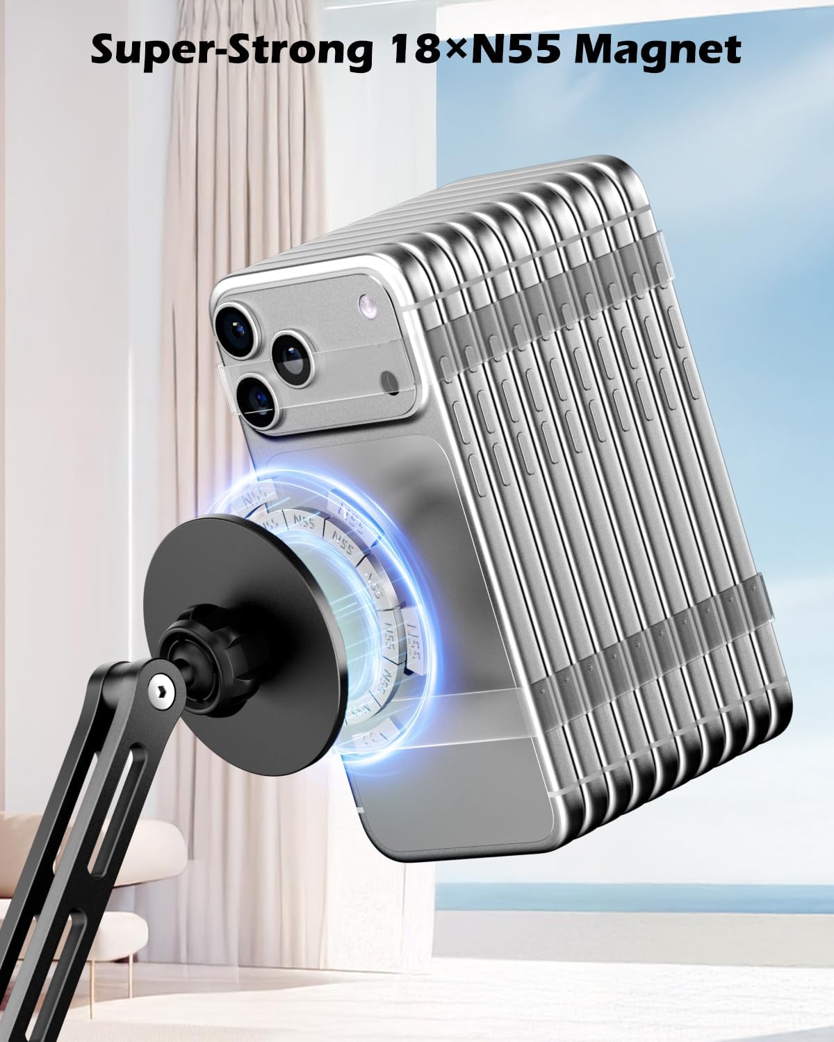 CloudValley 360Rotating 4.7-13" Foldable iPad Wall Mount Holder Compatible with MagSafe, with Base Adjustable Tablet