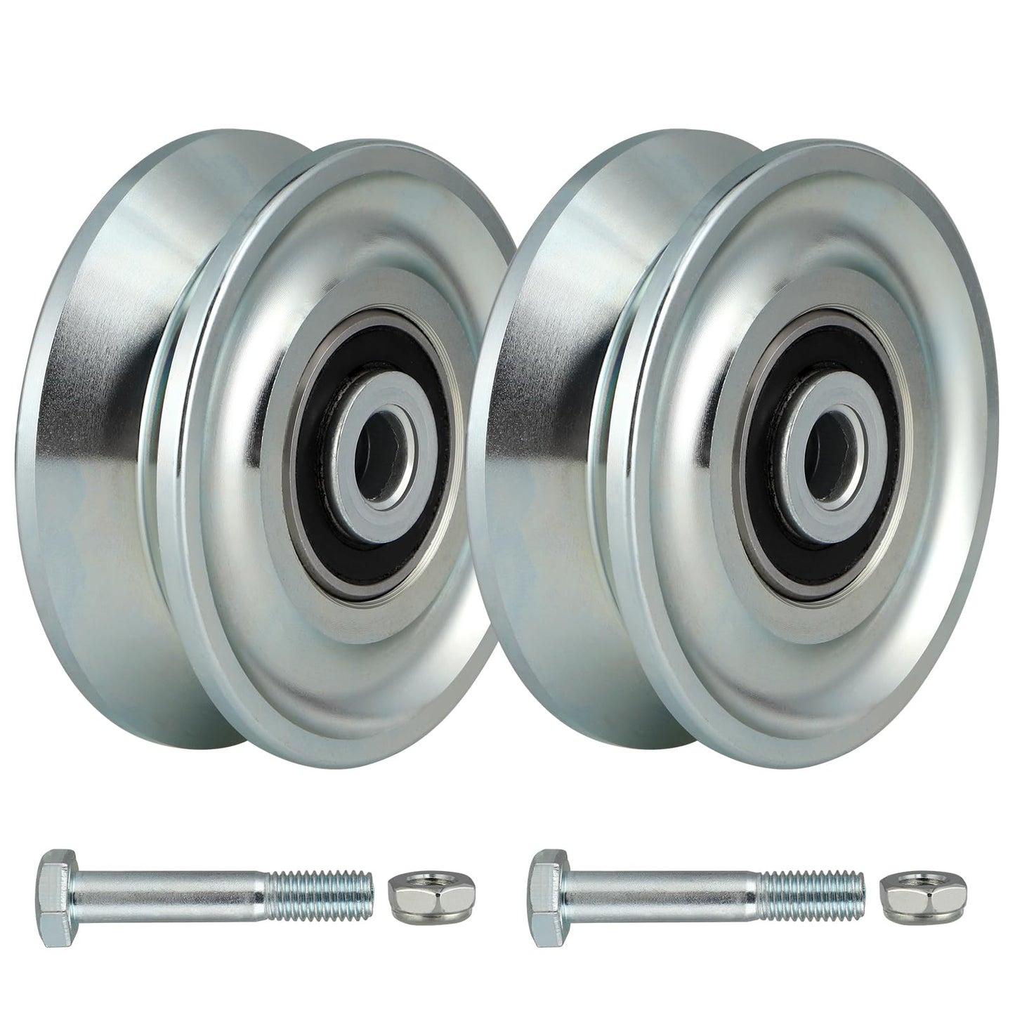 Skelang 3 in V-Groove Wheel, Slide Gate Wheel with Double Bearings, Rolling Gate Caster for Inverted V Track, 2000 Lbs Load Capacity, 2 Sets