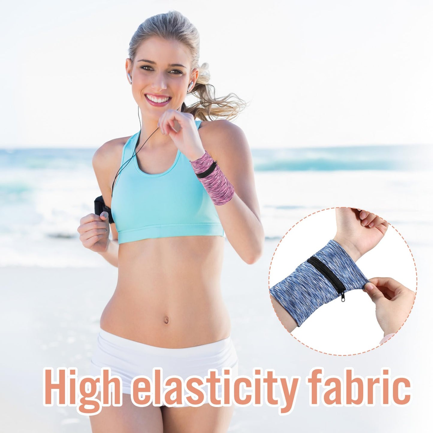 Yuanan 6 PCS Wrist Wallet, Wrist Pouch with Zipper High Elasticity Wristband Wallet Light Comfortable Ankle Wallets Key Card Storage Bags for Women Men Travel Running Walking Hiking-6 Colors