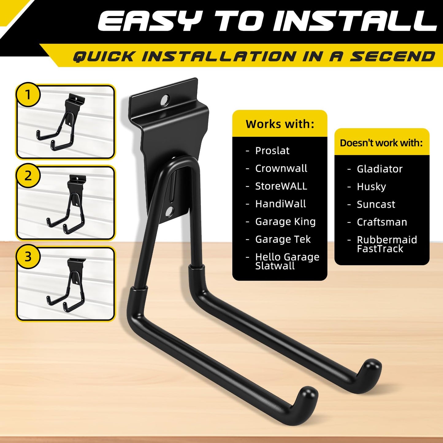 Truxwal 40 Pcs Slatwall Hooks & Hangers – Heavy-Duty Metal Slatwall Accessories Kit for Garage, Workshop & Shed Organization of Tools, Ladders, and Garden Equipment