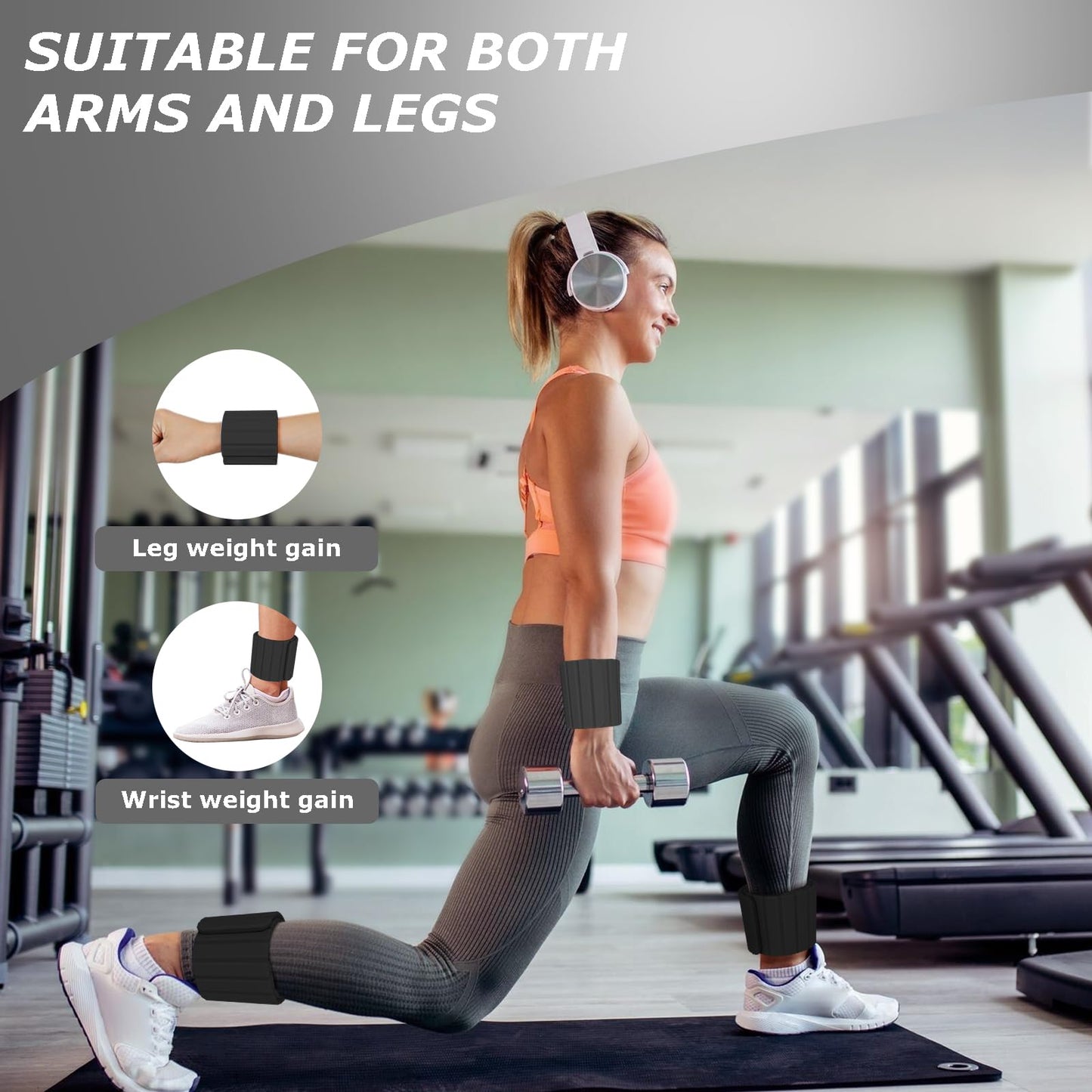 Magnetic Wrist Ankle Weights – Adjustable Ankle and Wrist Weights for Women & Men – 2 Pack (1LB Each) Stackable Magnetic Silicone Arm Bands Non-Slip, Waterproof, Easy Wear – Ideal for Pilates, Yoga, Running & Walking（Black ）