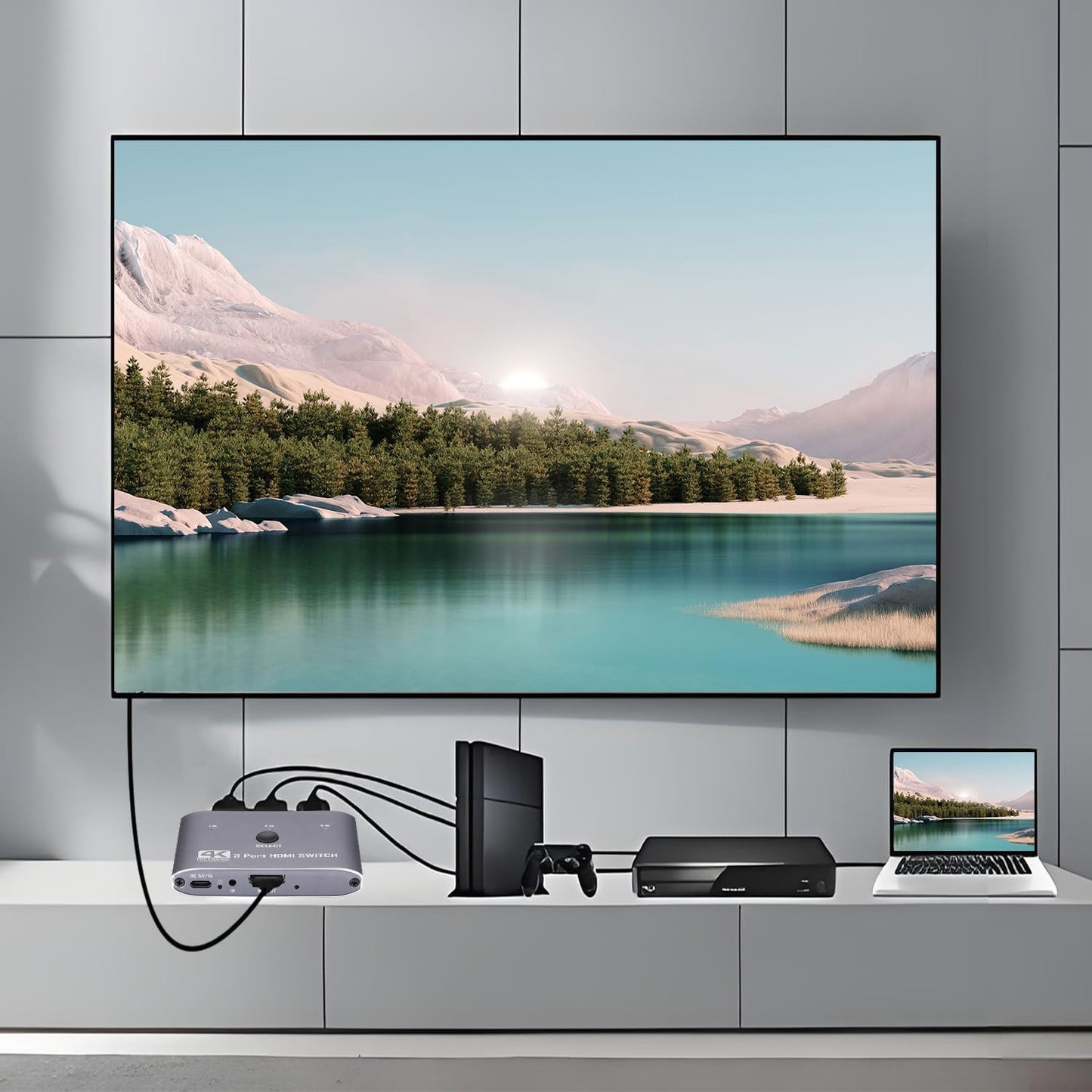 Anber-Tech 4K@60Hz, 3 3 1 4K, 3D, 1080P, 2.0, 2.2, PS4/5, HDMI Switch Port HDMI Switch in Out with IR Remote Control