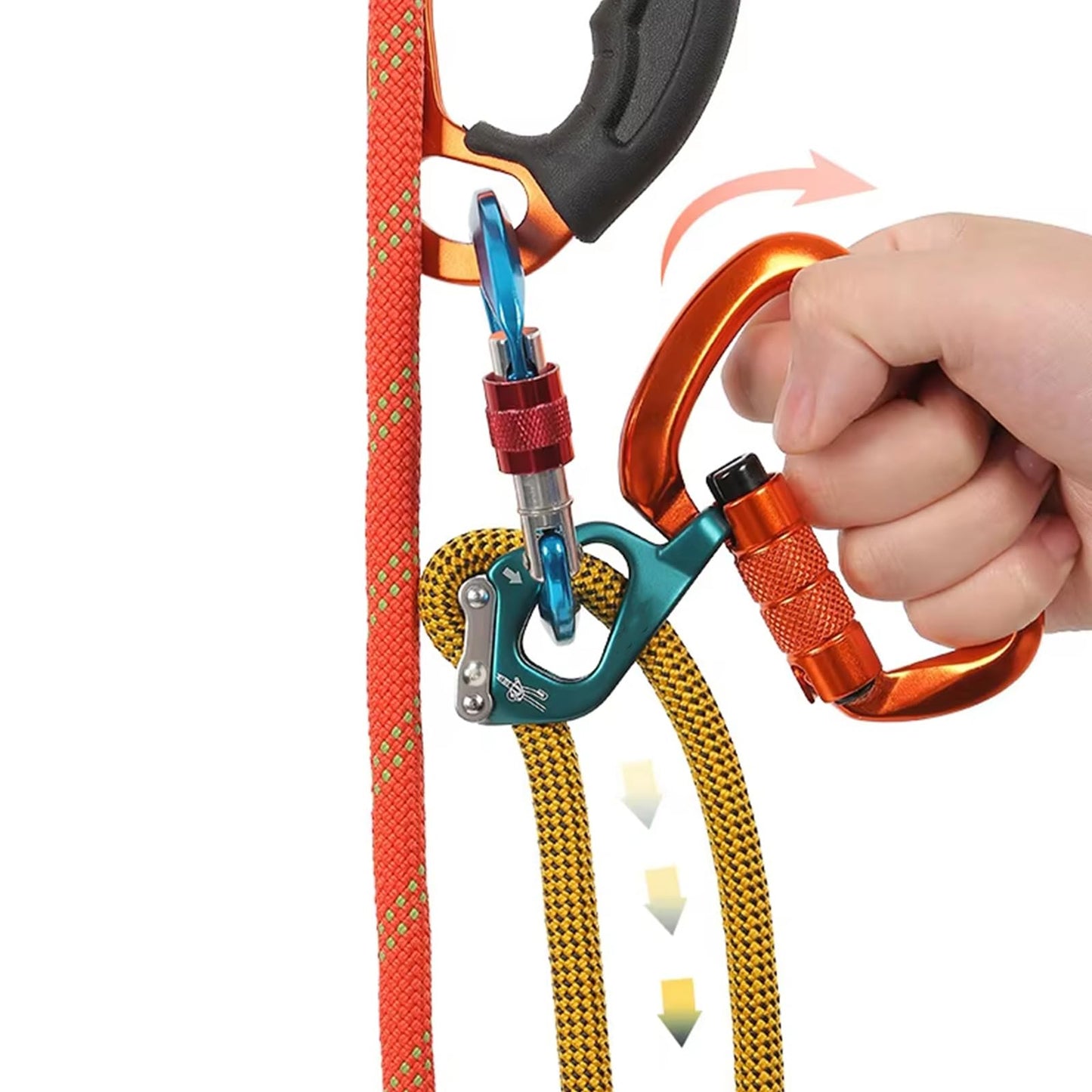 XINNIKESI Camper Accessories, Professional Adjust Cowstail Positioning Lanyard Adjuster for Ascending Rock Climbing Mountaineering Tool