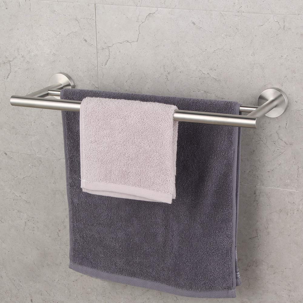 Bathroom Hardware Set 4 Pieces Brushed SUS 304 Stainless Steel Bathroom Hardware Accessories Sets Wall Mounted Double Towel Bar Towel Holder Hook Toilet Paper Holder AG1102C(45) 01C(30.5) C5C7B-4LS