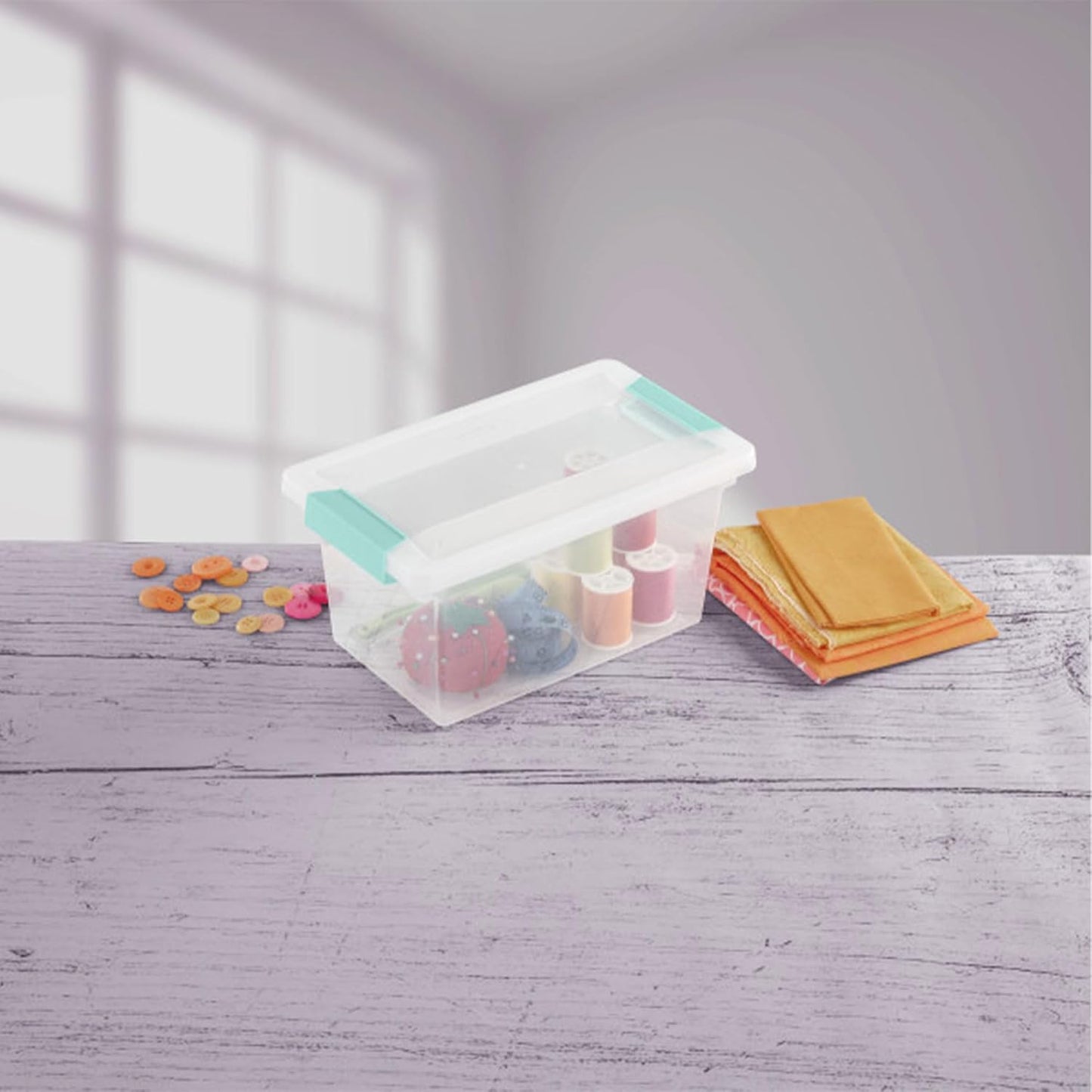 Sterilite Medium Clip Box - Stackable Storage Bin with Latching Lid for Organizing Home & Office | Clear