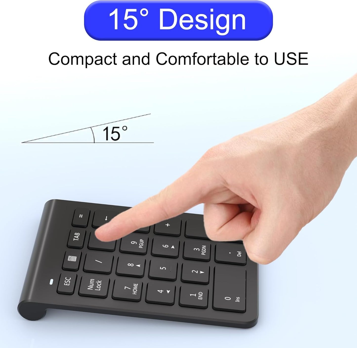 Arsandyn 22 Mouse-Black,2.4GHz 3 Accounting,Numpad Set Keys Wireless Number Pad and Numeric Keypad with Mouse