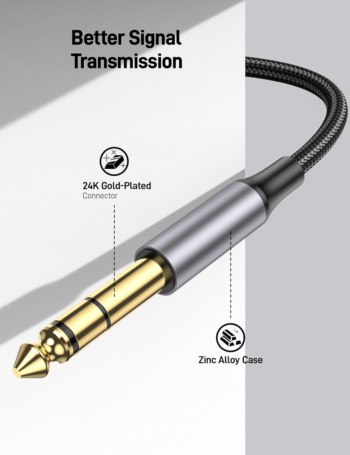 3.5mm 6.35mm 3.3FT, 6.35 1/4" 3.5 1/8" to Stereo Audio Cable Male to Male TRS Stereo Audio Cable for Guitar, Laptop