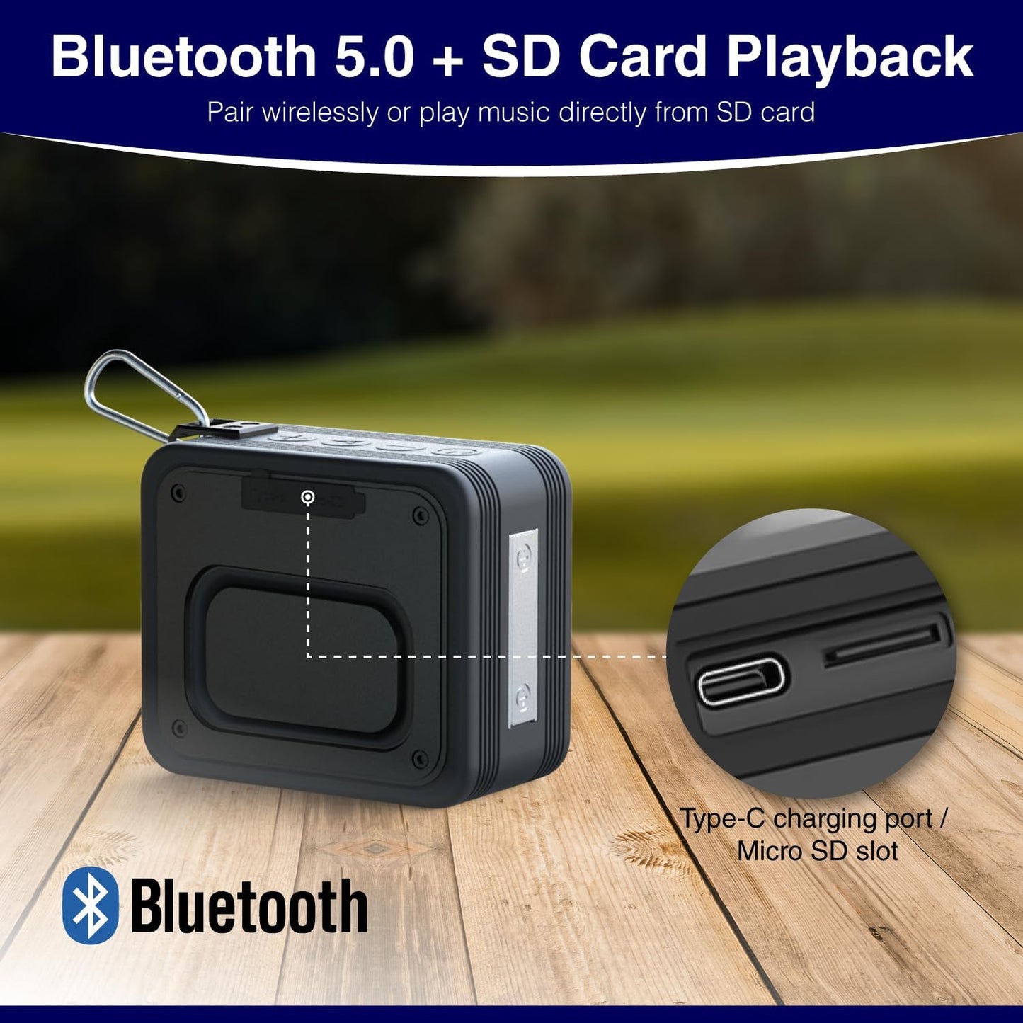 ULTICOR 10W IPX7 15H Golf Cart Speaker with Magnetic Mount & Carry Case Stereo Bluetooth Speakers, Waterproof, Playtime