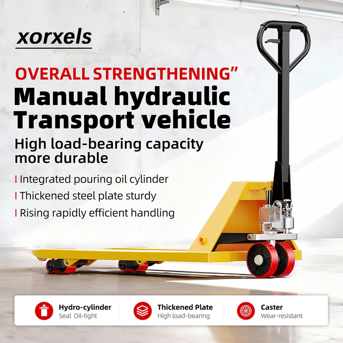 Xorxels Manual Pallet Jack Truck 6600 lbs Capacity, 22" x 47" Forks, Heavy Duty Pallet Truck with Leak-Proof Hydraulic Pump Non-Marking PU Wheels for Warehouse, Retail,Supermarket (PU Wheels)