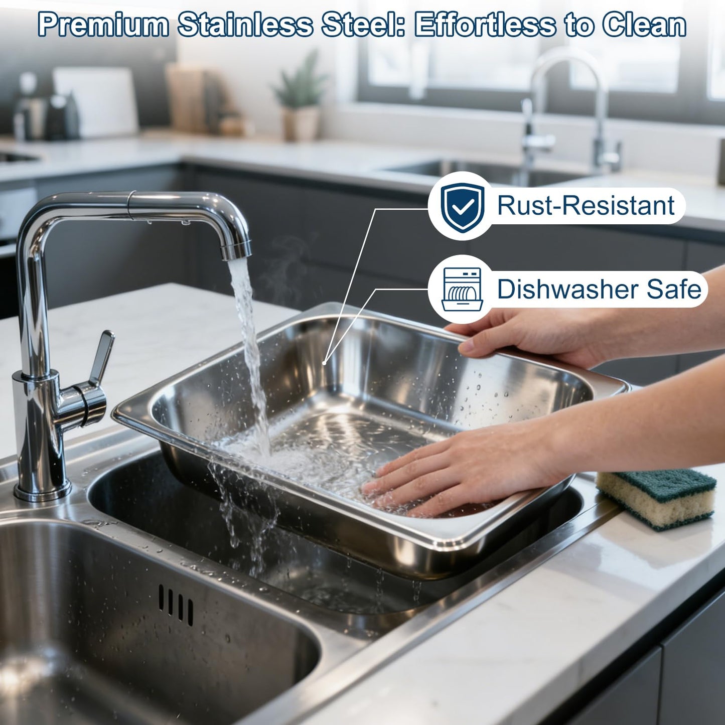Botyboty 4 Pack 1/2 Half Size Hotel Pans 4 Inch Deep with Lids, Stainless Steel Steam Table Pan Half Size with Lids, Commercial Food Pans for Hotel, Home, Restaurant, Catering, Buffet Pan
