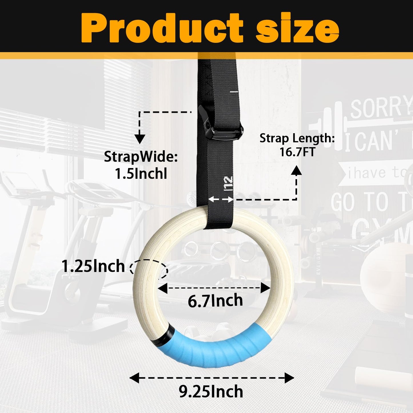Cesilili 32mm Wooden Gymnastic Rings with Quick-Adjust Numbered Straps for Enhanced Workout Control, Designed for Strength Training, Home Gym, Calisthenics & Travel Fitness