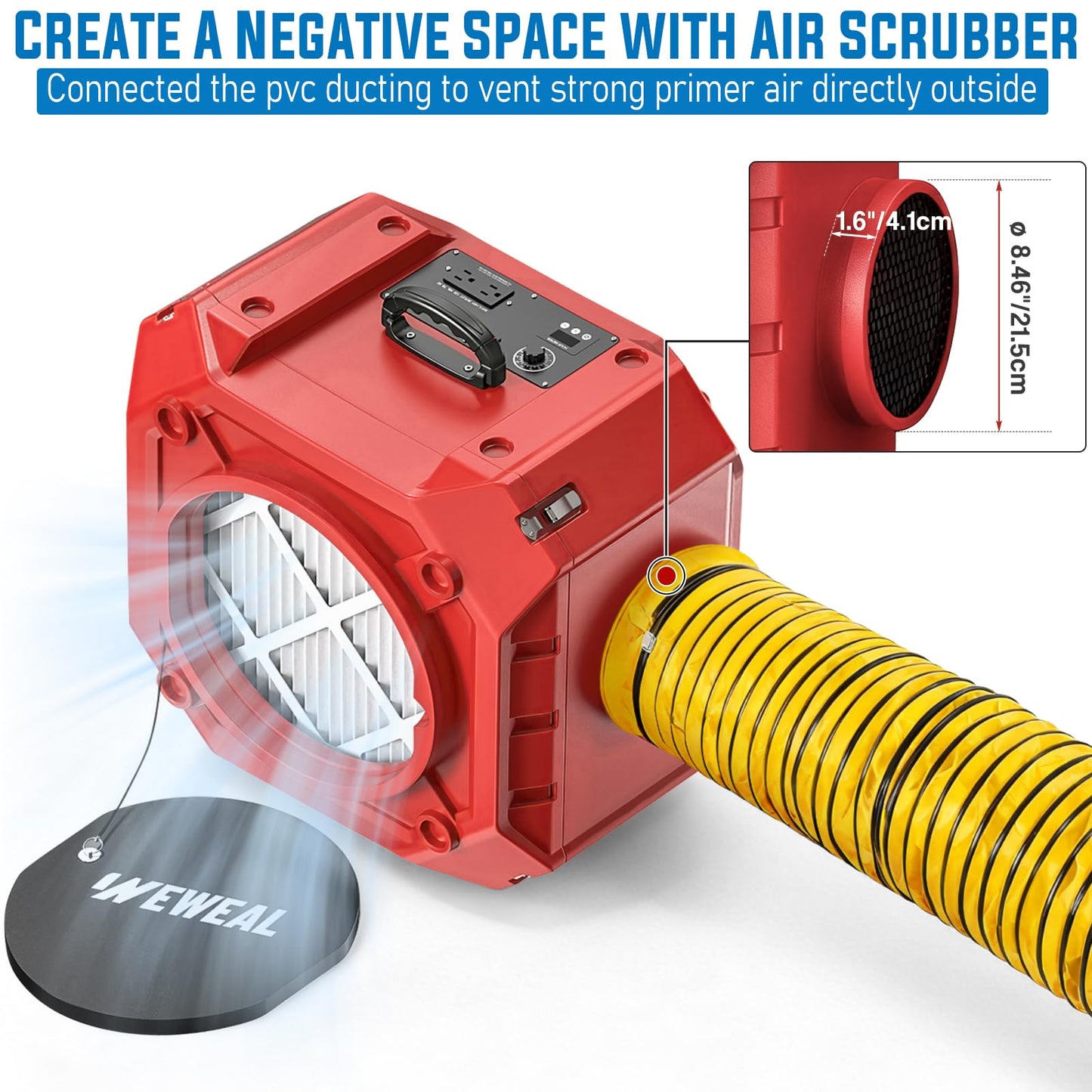 WEWEAL HEPA Air Scrubber, Portable Negative Air Machine 550 CFM, Stackable Commercial Air Purifier for Construction, Renovation