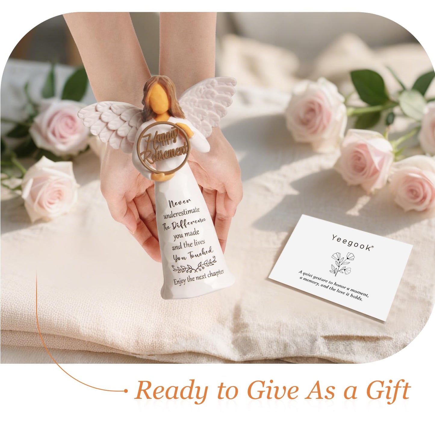 Yeegook Retirement Gift for Woman, Happy Retirement Gifts for Women Men Teacher Nurse Friend Coworker, Goodbye Farewell Retired Gifts, 6" Retirement Angel Figurine