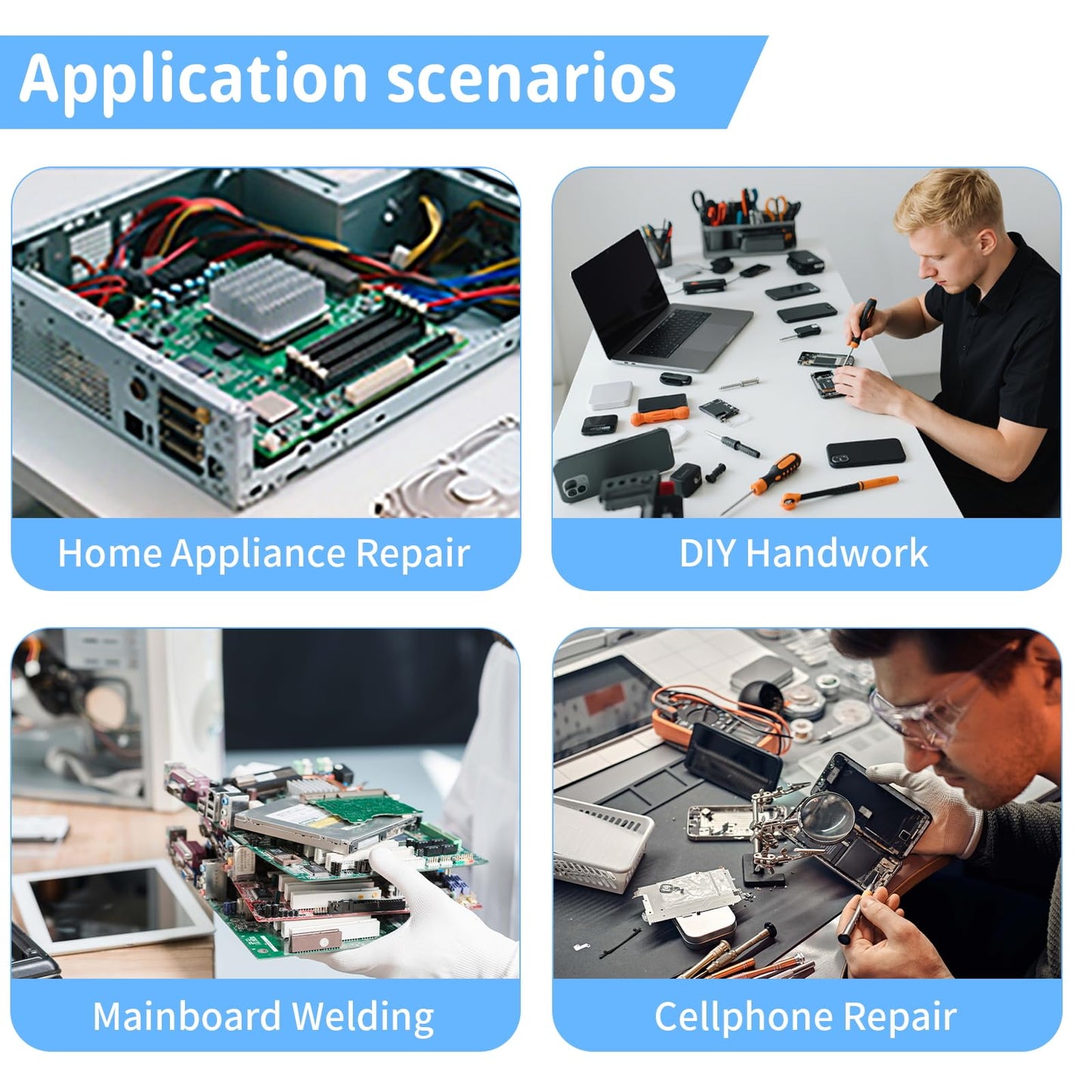 Hot Air Station, 861DW Hot Air Rework Station 110V 1000Watt Digital Display Automatic Sleep Adjustable Temperature Hot Air Soldering Station for Miro Soldering Rework with 7PCS Free Nozzles