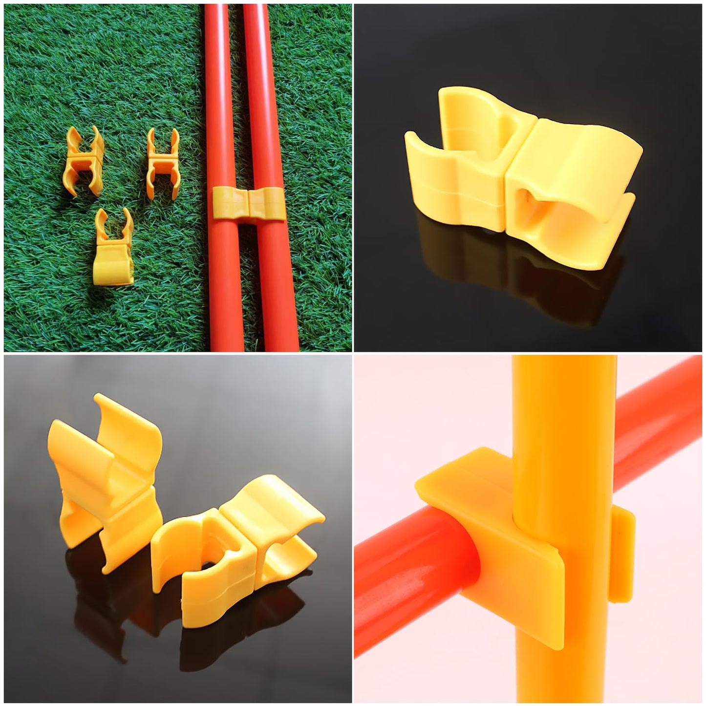 SquEqu 6 Pack Agility Poles Clip Buckle Clamp Attachement Rotatable Connector Adapter for Soccer Agility Training Pole Sticks Obstacle Course Speed Rings Hurdles Football Exercise Equipment DIY