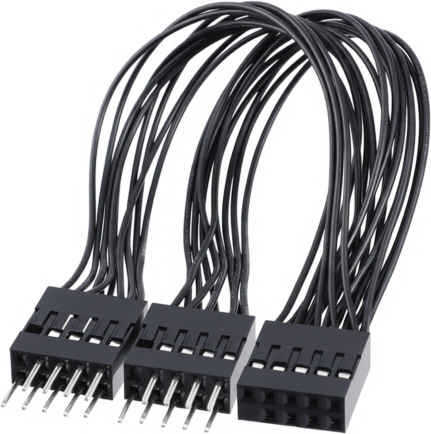 FdcLixuvol 2-Pack 9 1 2 Reset PC Power Switch Splitter, Pin Motherboard Jumper Splitter Female to Male for Power SW