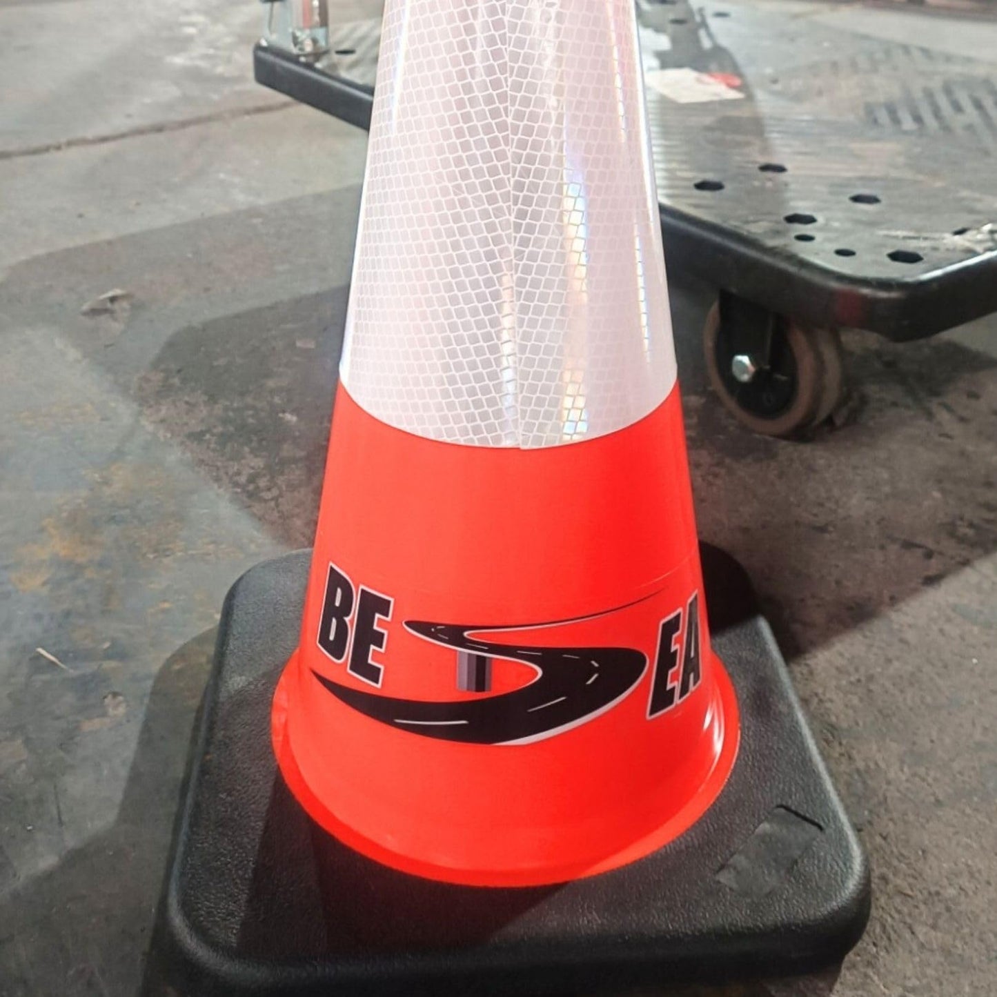 (14 Cones) BESEA 28” inch Orange PVC Traffic Cones, Black Base Construction Safety Cones Road Parking Cone Structurally Stable Wearproof (28" Height)