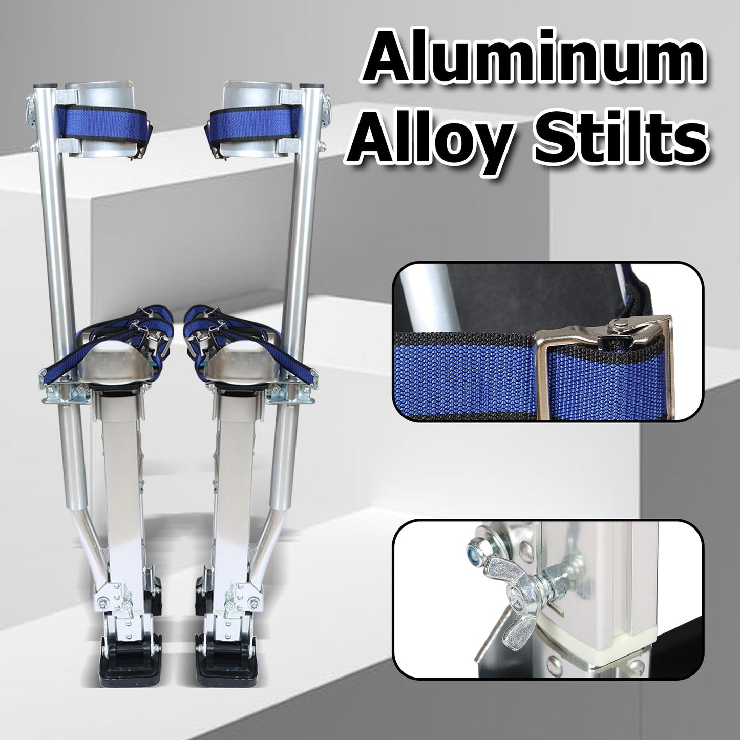 TINVHY 15-23In Adjustable Drywall Stilts for Sheetrock Painting or Cleaning Silver