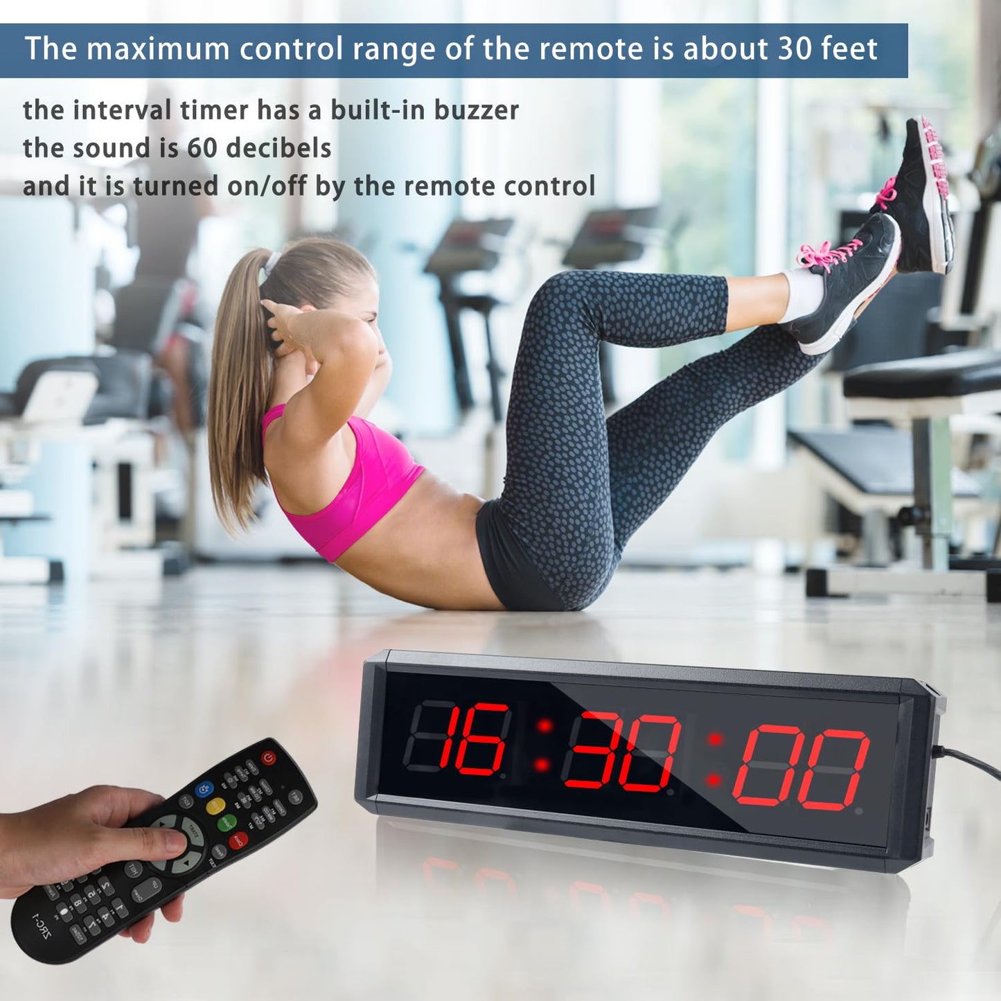 SMAHEAT Fitness Timer with Stopwatch Button, Suitable for School/exam/Home Exercise/Gym/Gym SMAHEAT Electronic Fitness Timer (1.5 inch six-Digit All-red)