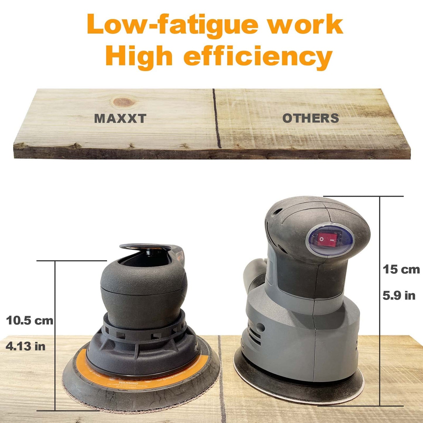 MAXXT Electric 5mm Random Orbital Sander, Brushless 350W 3A Palm Sander, Multi-function Variable Speed Electric Corded Orbital Sanders Machine with 6Inch Sanding Pad, 10 Sanding Papers for Woodworking