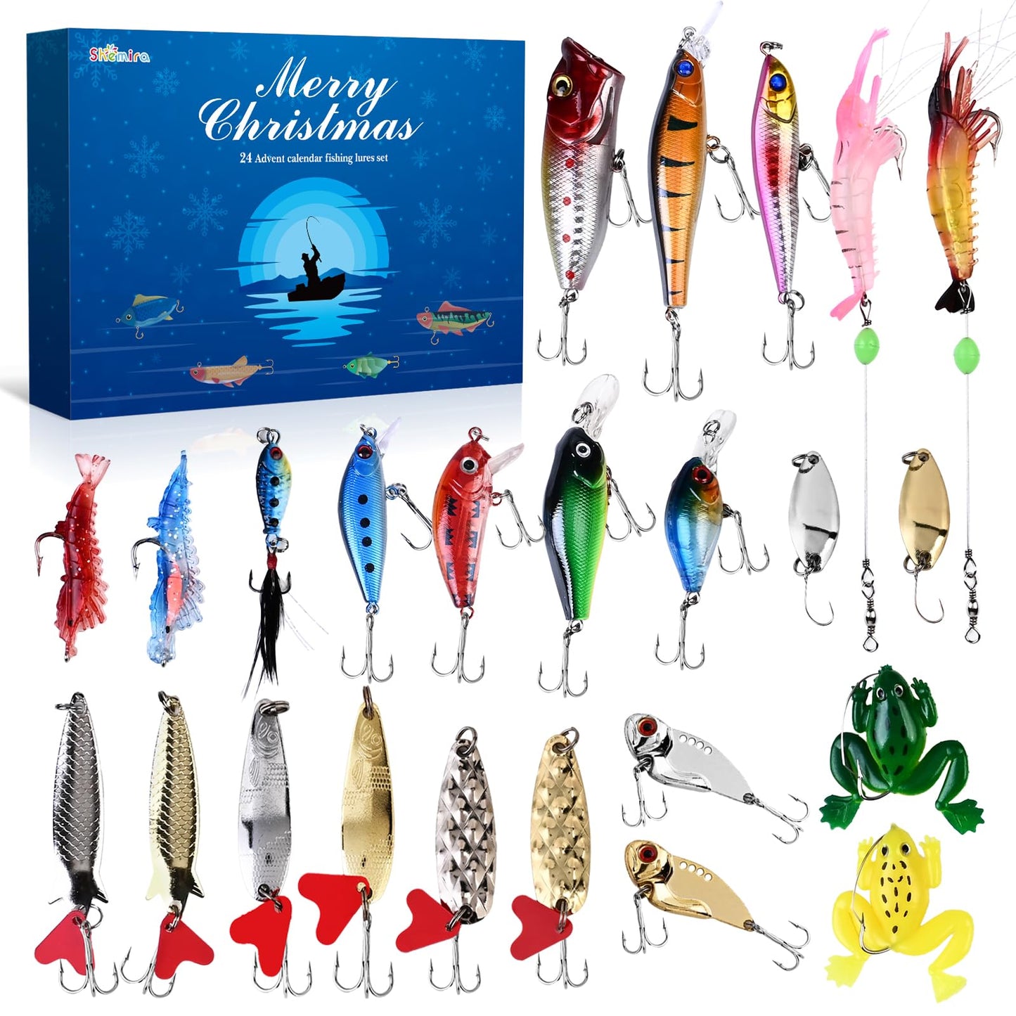 Shemira Fishing Advent Calendar 2025, Fishing Lure Advent Calendar 2025, Advent Calendars' 2025 Adult for Men, 24 Days Christmas Countdown Advent Calendar